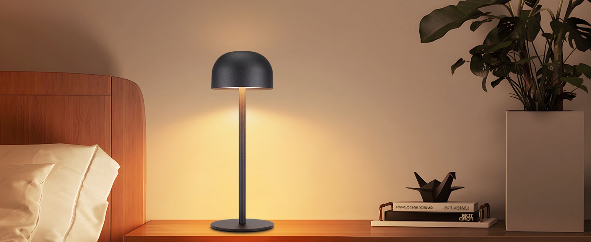ZMH 2ER nachttischlampe Touch Dimmbar Akku Tischlampe Schwarz Kabellos LED Tischleuchte USB Aufladbar mit 3 Farbtemperaturen Höhenverstellbar