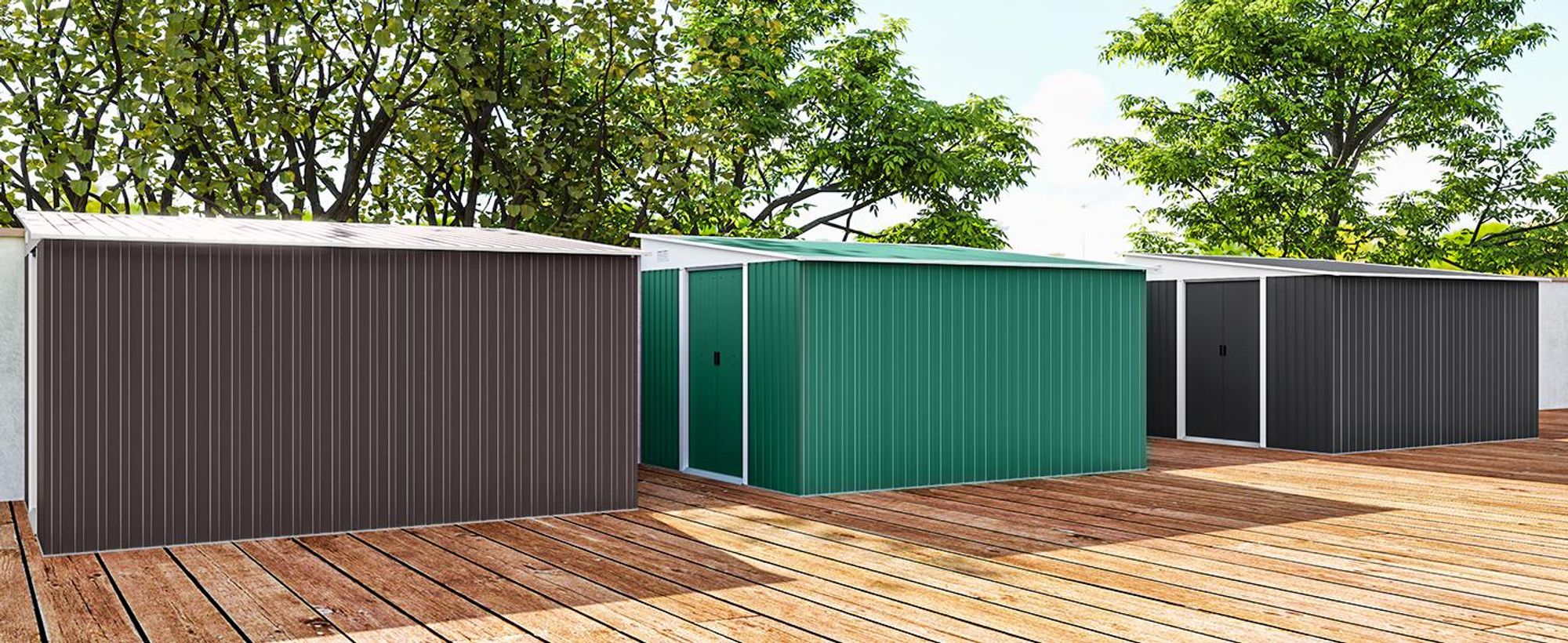 Outsunny metalowa szopa narzędziowa 8,9m² 280x345x201cm szopa narzędziowa z dachem szopy drzwi przesuwne odporna na warunki atmosferyczne szopa ogrodowa zewnętrzna szopa szafka zielona