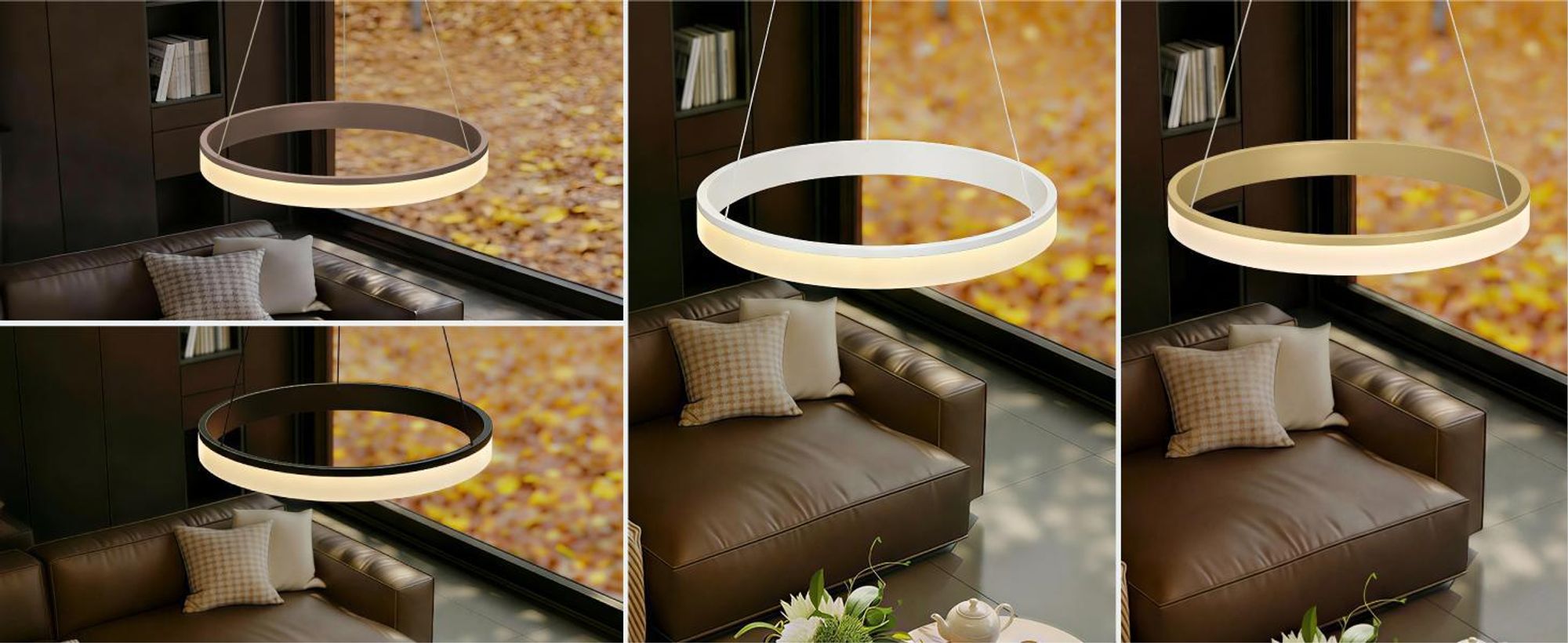 doporro Moderne LED Pendelleuchte – 60cm Dimmbare Esszimmerlampe hängend mit App & Fernbedienung, 3000–6000K, CRI≥95, höhenverstellbar Gold Luvina02