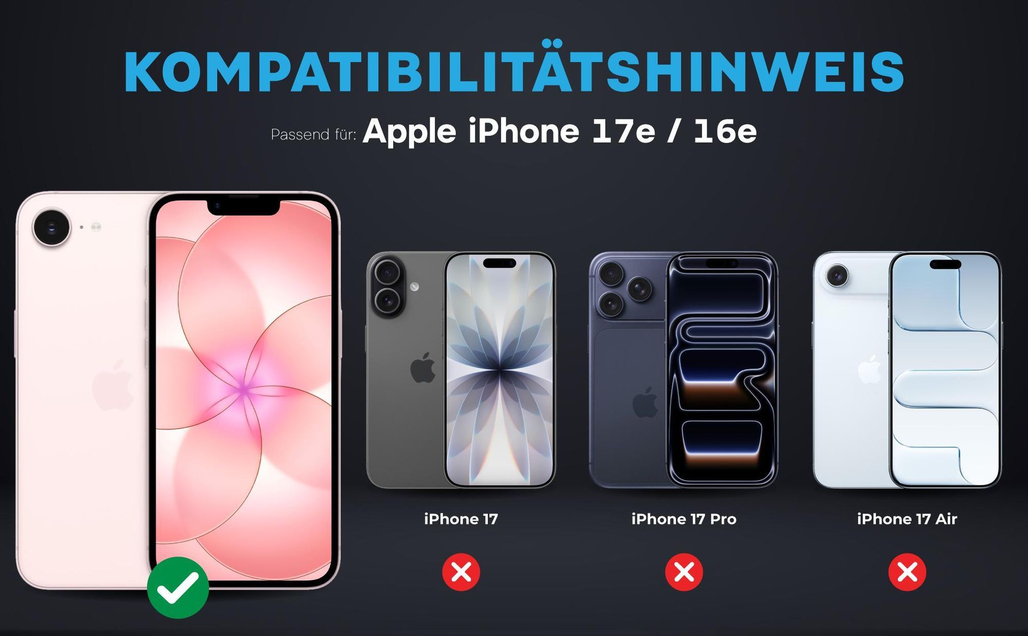 Kompatibilitätshinweise Kameraglas für Apple iPhone 17e