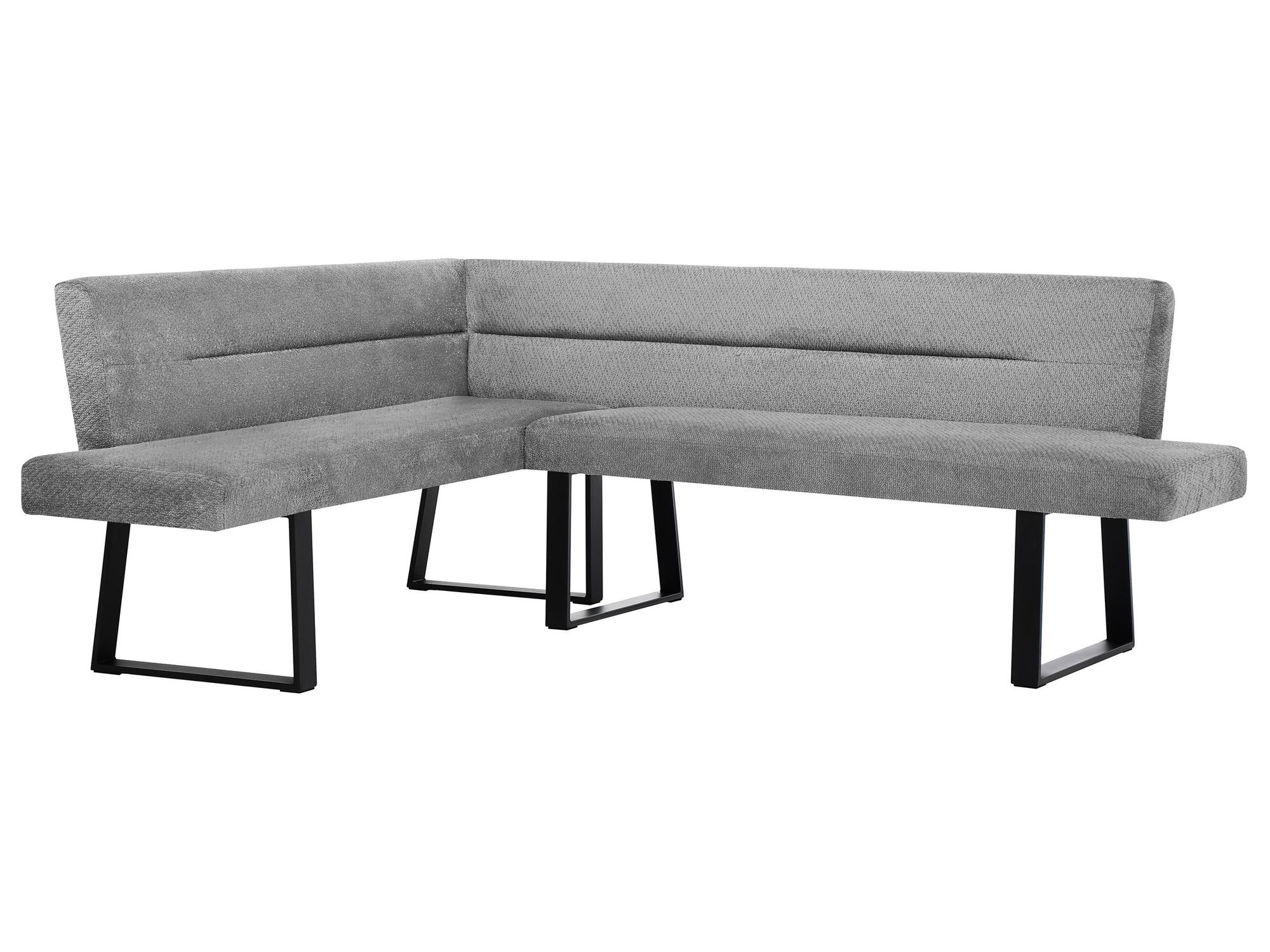 BEAUTYSOFA | Eckbank CRESTO Grau Links, Polsterbank mit Rückenlehne, Eckbank für Esszimmer und Küche, schwarze Metallkufen, moderner Essplatz