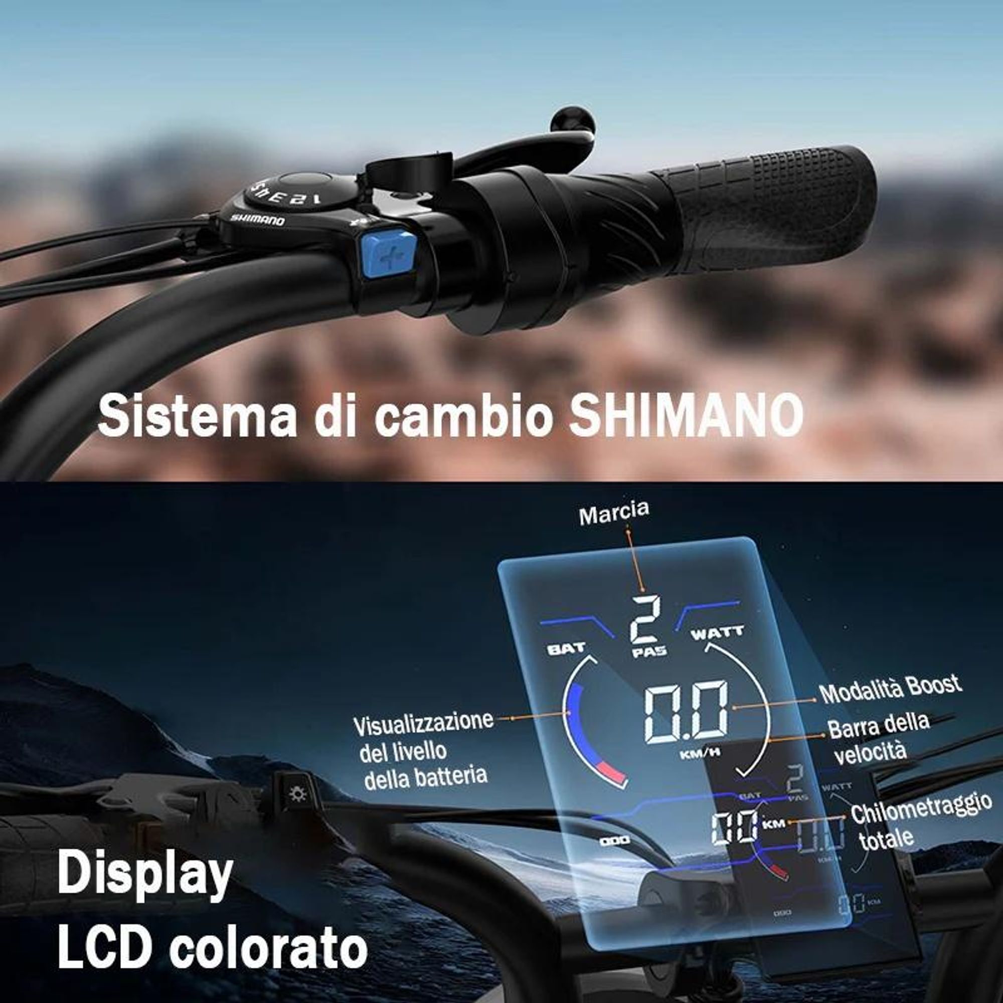 URLIFE T2 E-Bike - Motore 250W Batteria 48V 15.6Ah Freni a disco Trittunterstützung - Nero