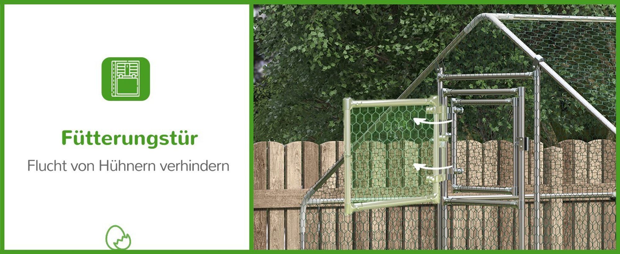 PawHut Hühnerstall Freilaufgehege aus Stahl, 3 x 4 x 1,95 m für 12-18 Hühner