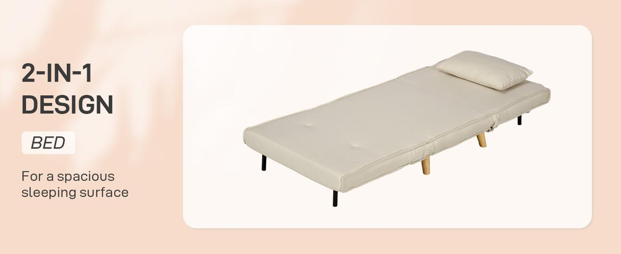 HOMCOM 3 w 1 rozkładana sofa z funkcją spania, regulowana poduszka oparcia, łóżko gościnne w lnianym wyglądzie, krzesło relaksacyjne, składane krzesło do salonu, sypialni, 72 x 78 x 79 cm, beżowe