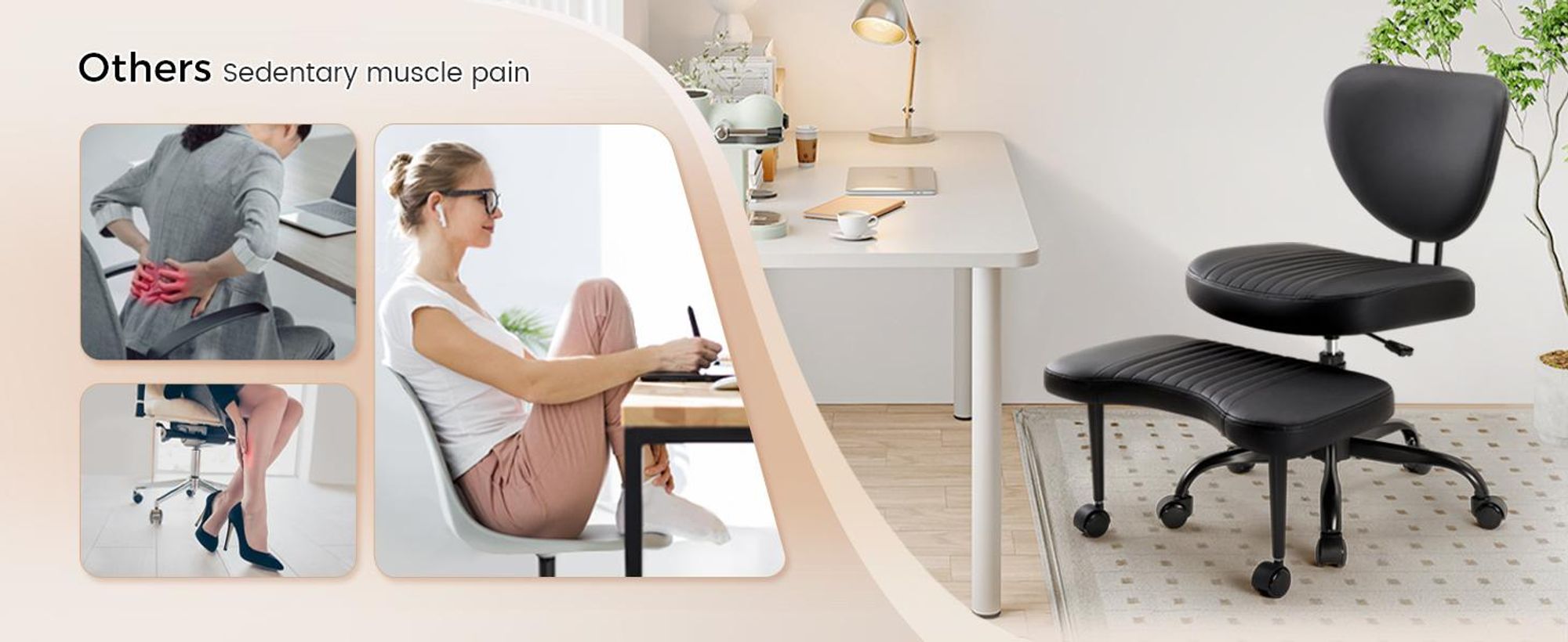 IWMH Bürostuhl mit Fußstütze, ADHS-Drehstuhl mit Rollen, Höhenverstellbar Schreibtischstuhl, Ergonomisch Stuhl mit Lendenwirbelstütze und Rückenlehne