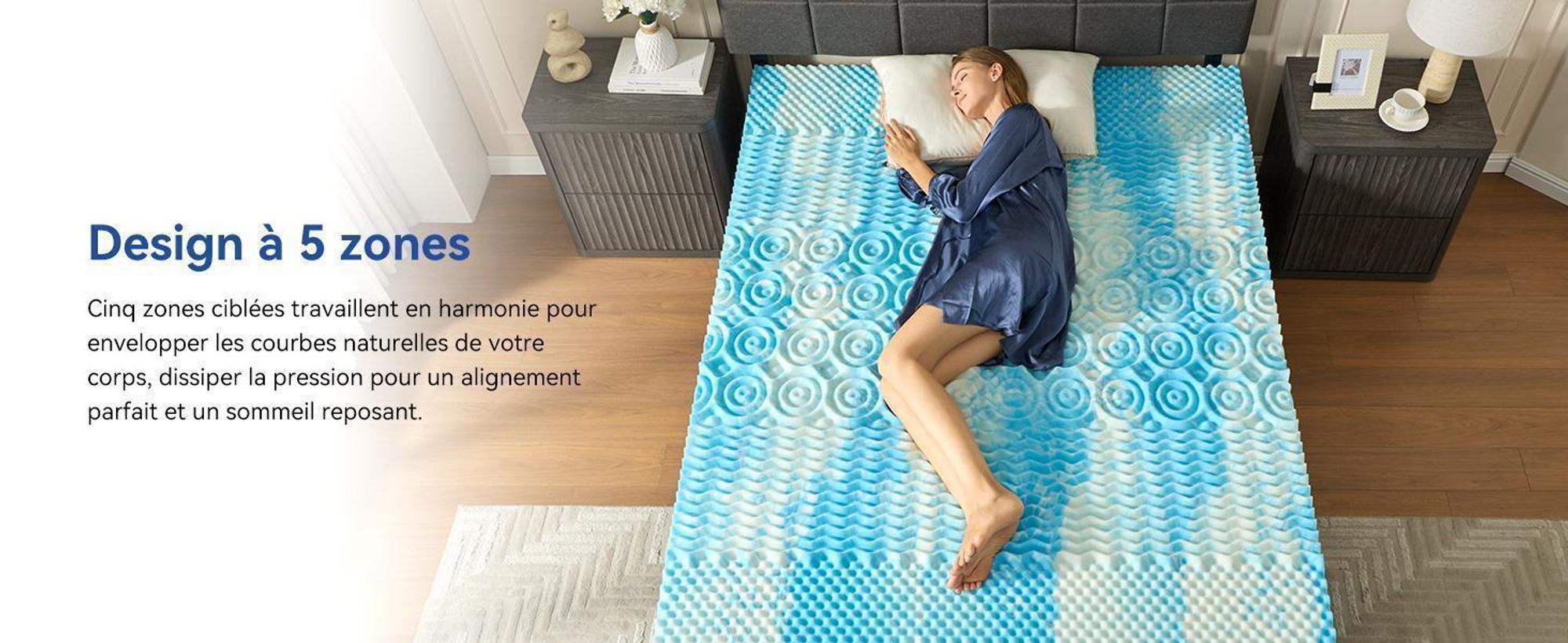 Niceluck-Niceplus Surmatelas 180 x 200 cm, ergonomique, 7 cm d'épaisseur, Mousse viscoélastique, Surmatelas confortable pour le lit