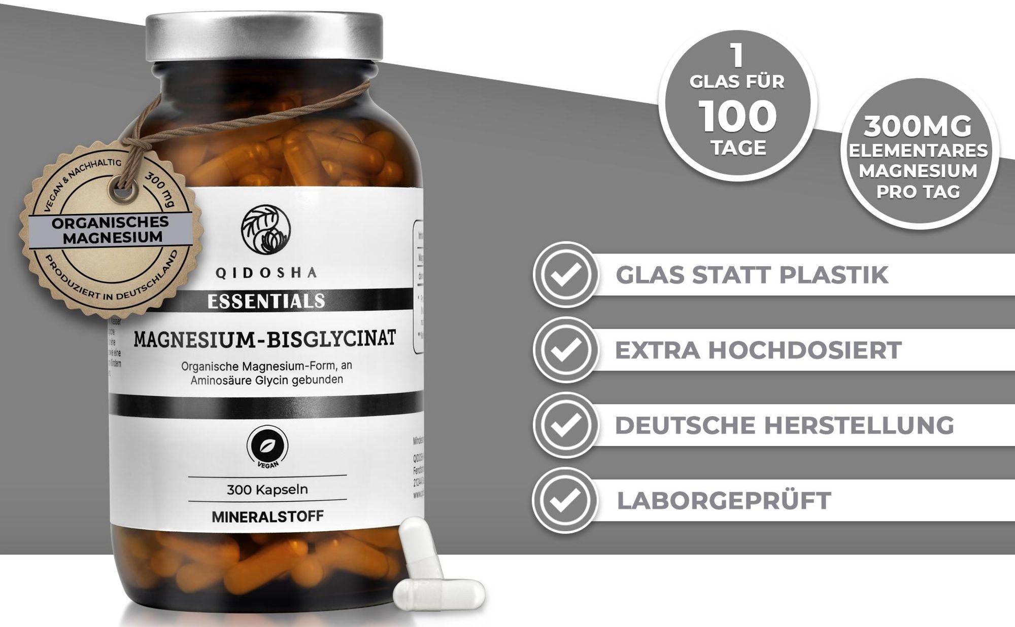 QIDOSHA Magnesium Bisglycinat: Vorteile auf einen Blick