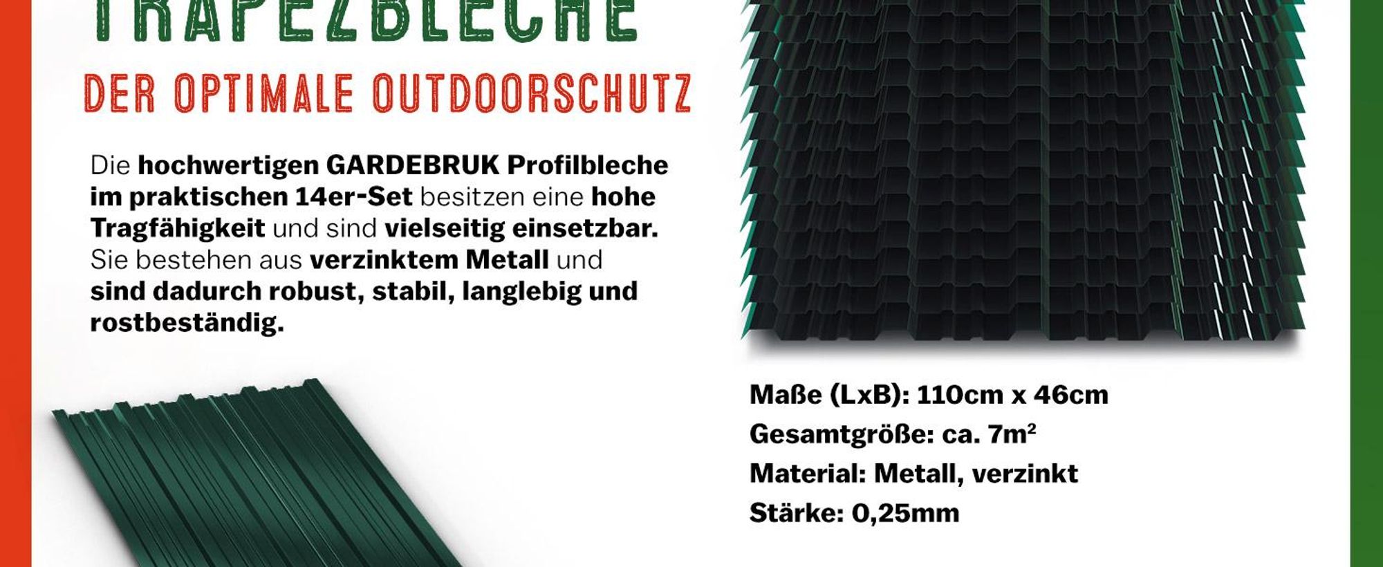 GARDEBRUK® 14x Trapezbech 110x46cm