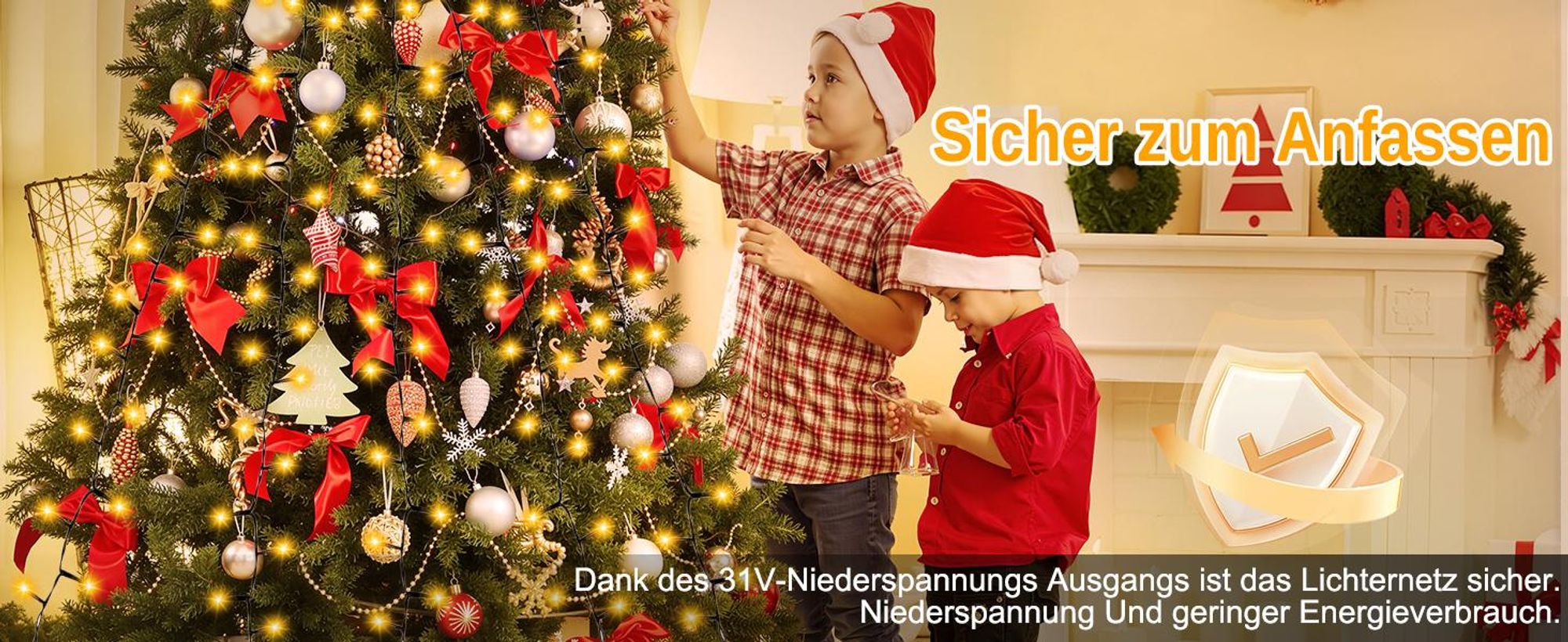 2M Weihnachtsbaum Lichterkette mit Stern 410 LED 8 Lichtmodi Christbaum Lichternetz Wasserdicht Christbaumbeleuchtung