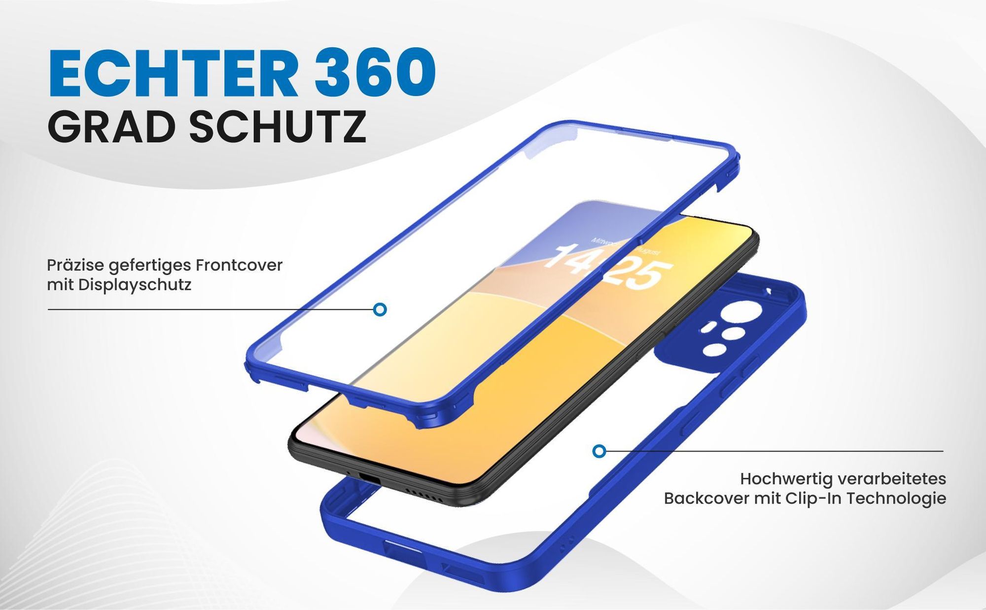 Blaues 360 Grad Case für Xiaomi 12 / 12X mit Schutz von beiden Seiten