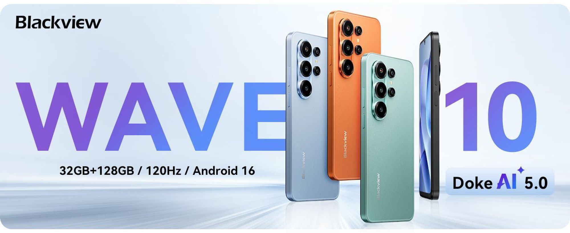 Blackview WAVE 10 Smartphone Ohne Vertrag, Android 16, 32+128GB,Dual SIM,120Hz, 6.88",32 MP, Live-Fotos, 5000 mAh, Face ID, WiFi 5G, Doke OS 5.0