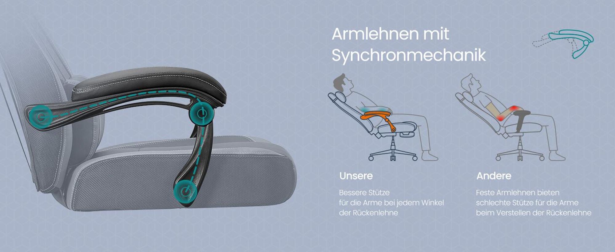 SONGMICS Gaming-Stuhl, Bürostuhl, höhenverstellbar, Grau