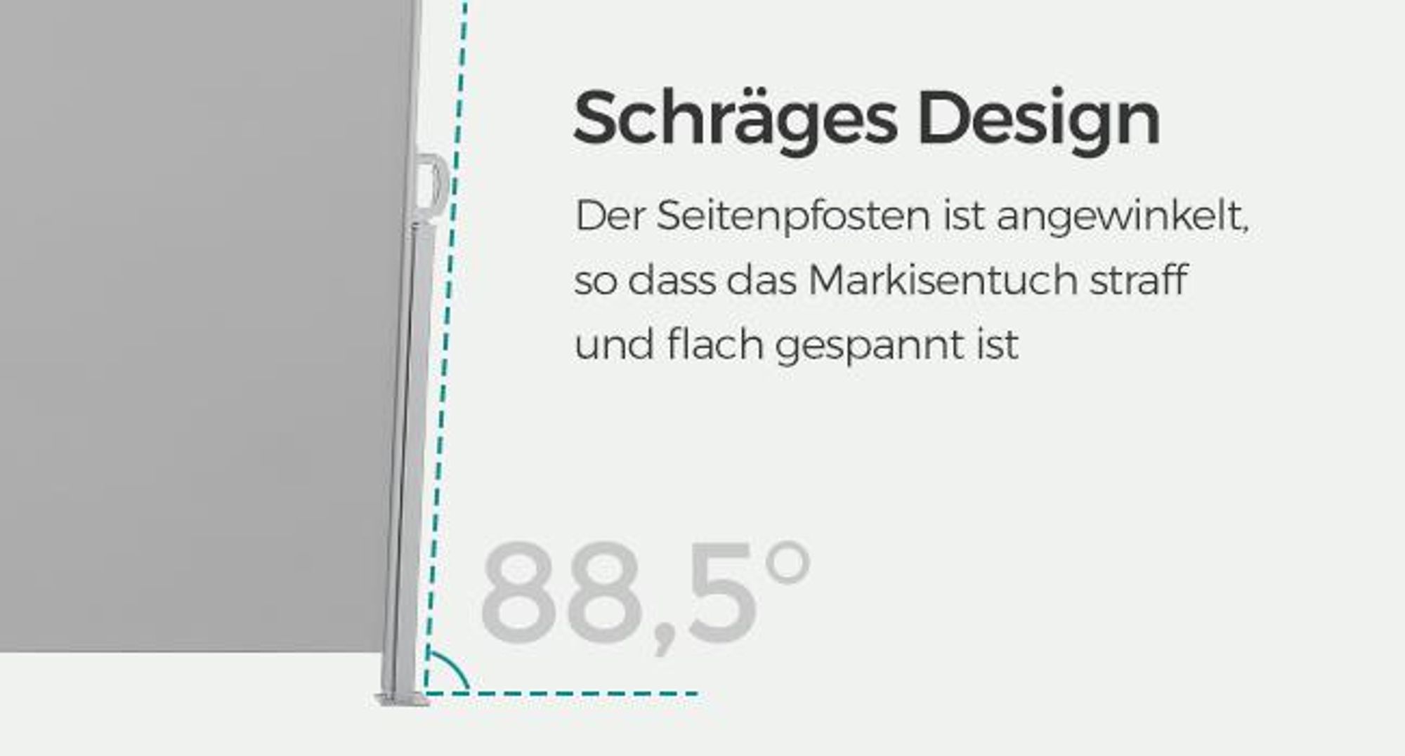 SONGMICS Seitenmarkise, ausziehbar, 200 x 400 cm, aus 220 g/m² Polyester, Sichtschutz, Sonnenschutz, blickdicht, Seitenrollo, für Balkon, Terrasse, Garten, hellgrau ASG504G03