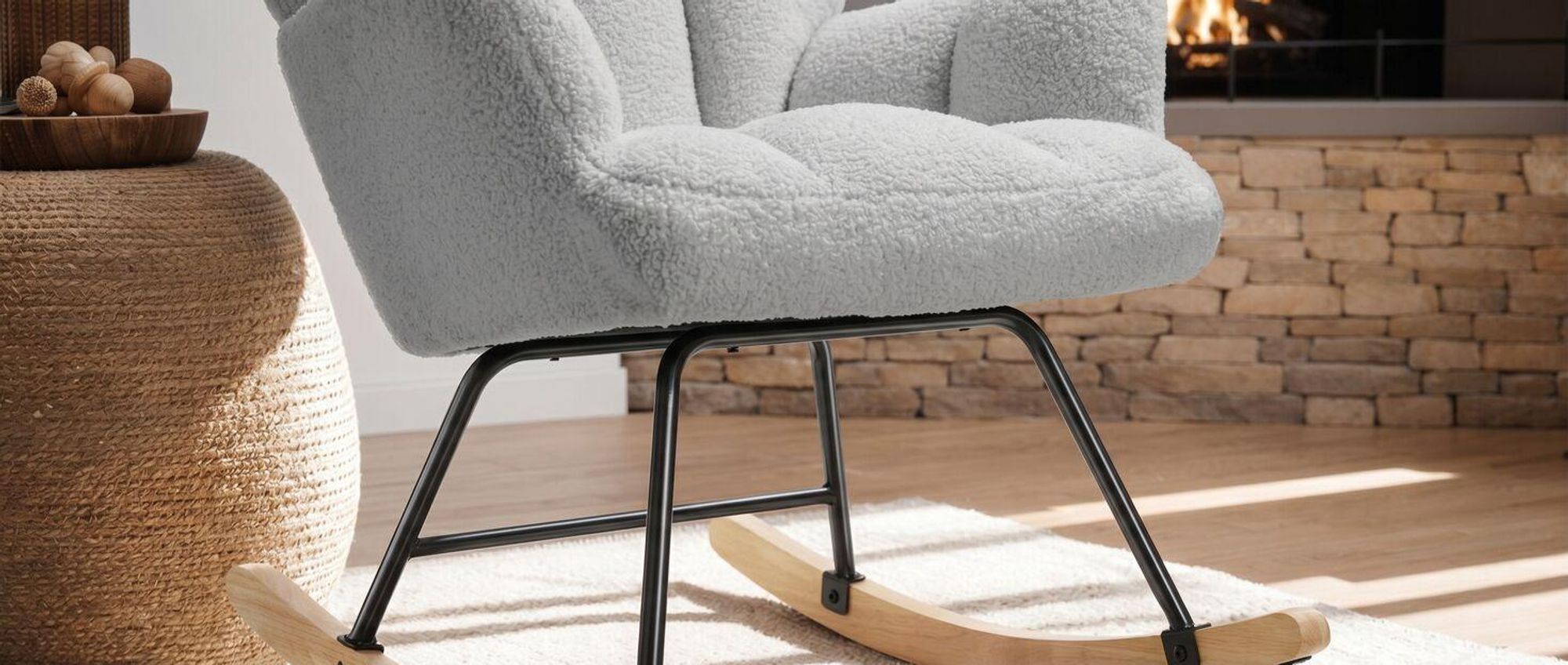 tectake® Schaukelstuhl Torve 68 x 96 x 97 cm, Belastbarkeit 120 kg