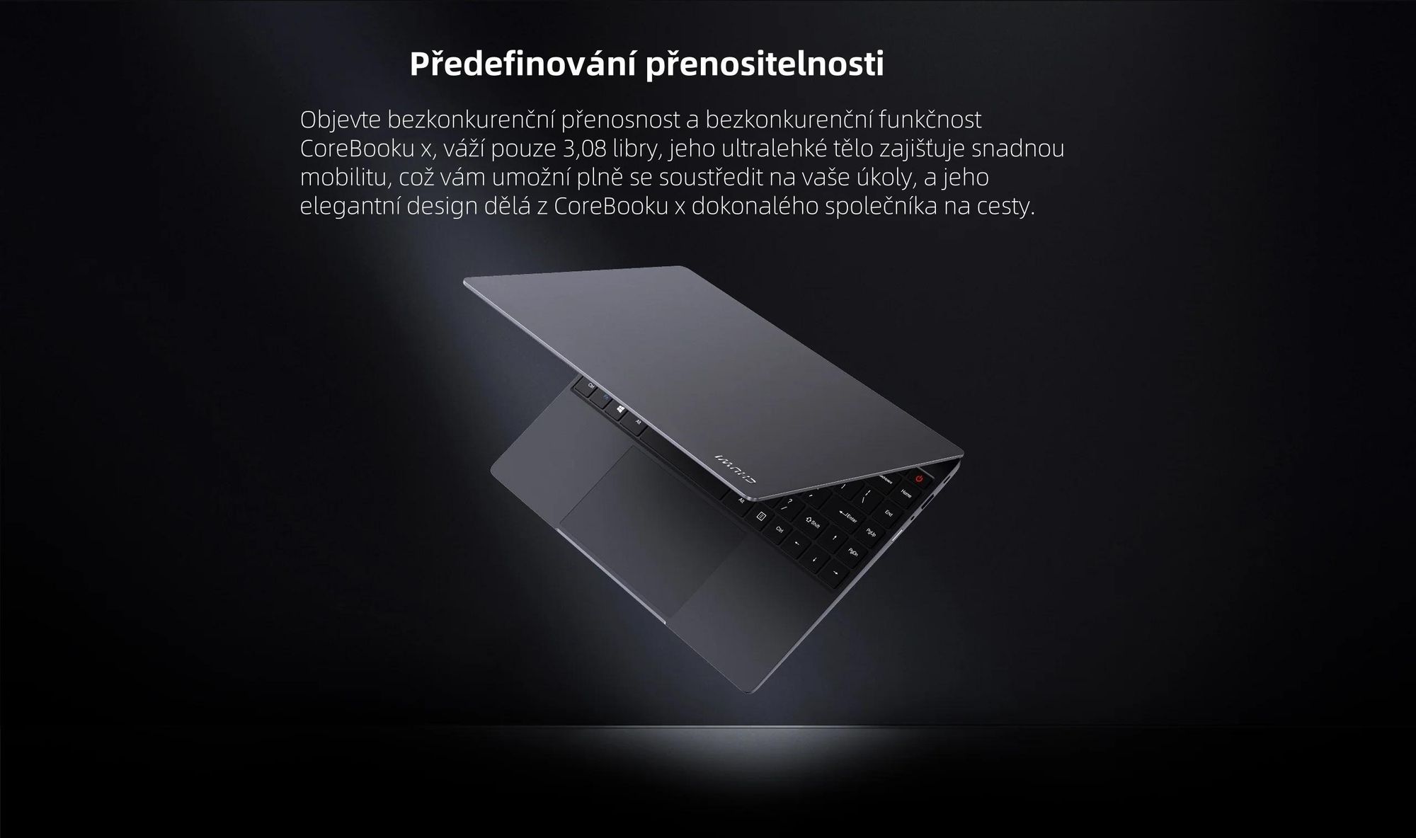 Notebook CHUWI CoreBook X - Procesorem Intel Core i3-1220P 14" Displejem 16GB+512GB Windows 11 Baterií 4000mAh - Šedá