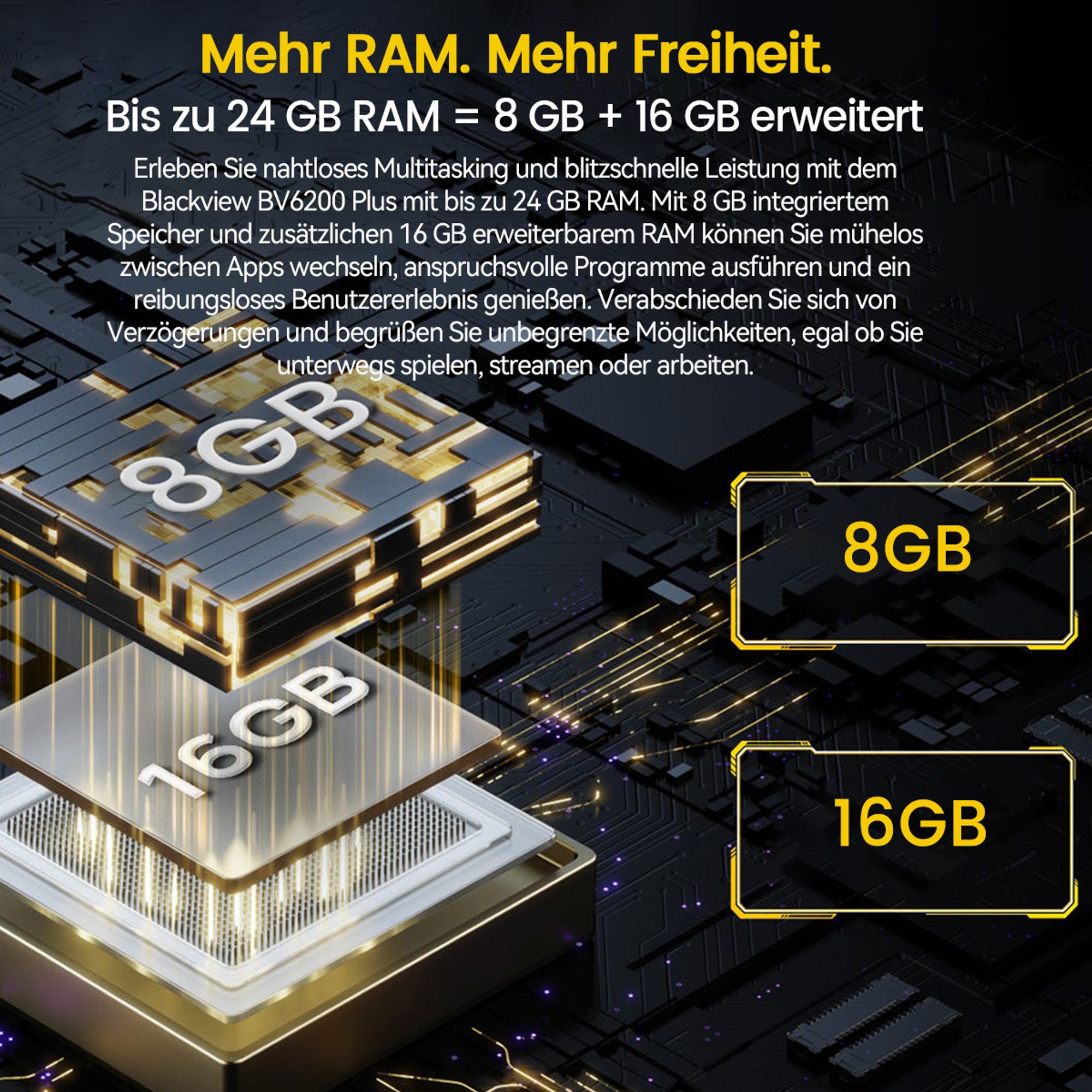 Blackview BV6200 Plus(2025) Outdoor Handy Ohne Vertrag, 11000mAh/18W/5W Reverse Charging, 24GB+256GB,98DB Lautsprecher, 6.56", IP69, Gemini, NFC