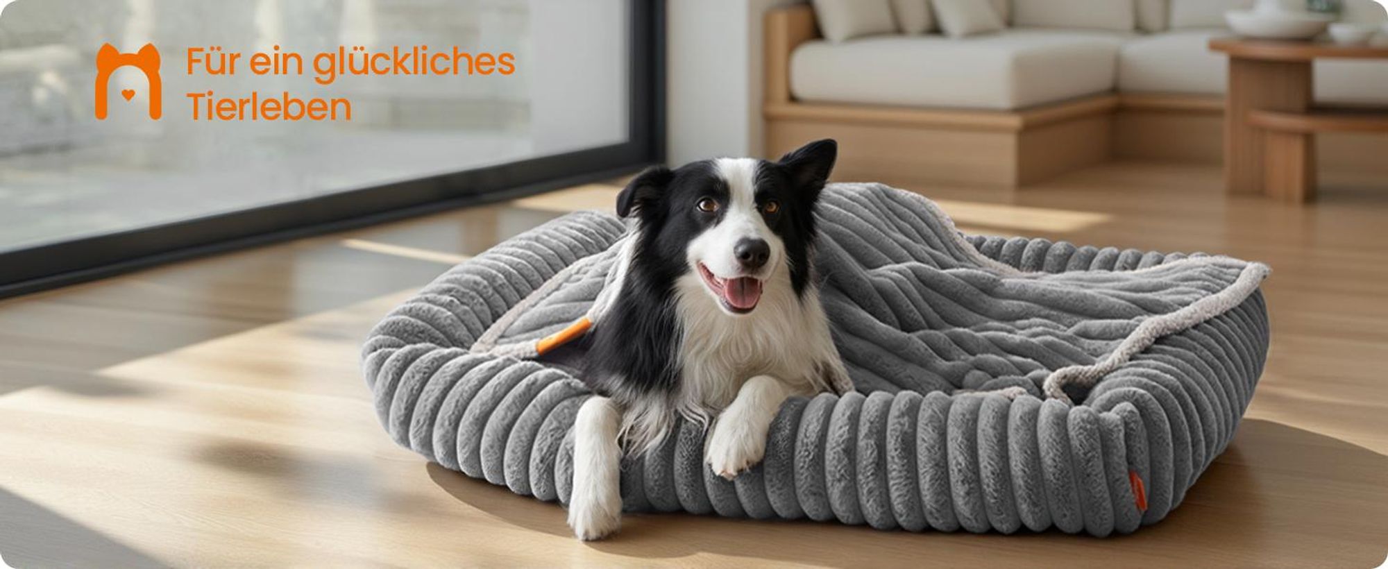 Feandrea Hundebett, Hundekissen waschbar, flauschige Hundematte, 106 x 75 x 20 cm, taubengrau