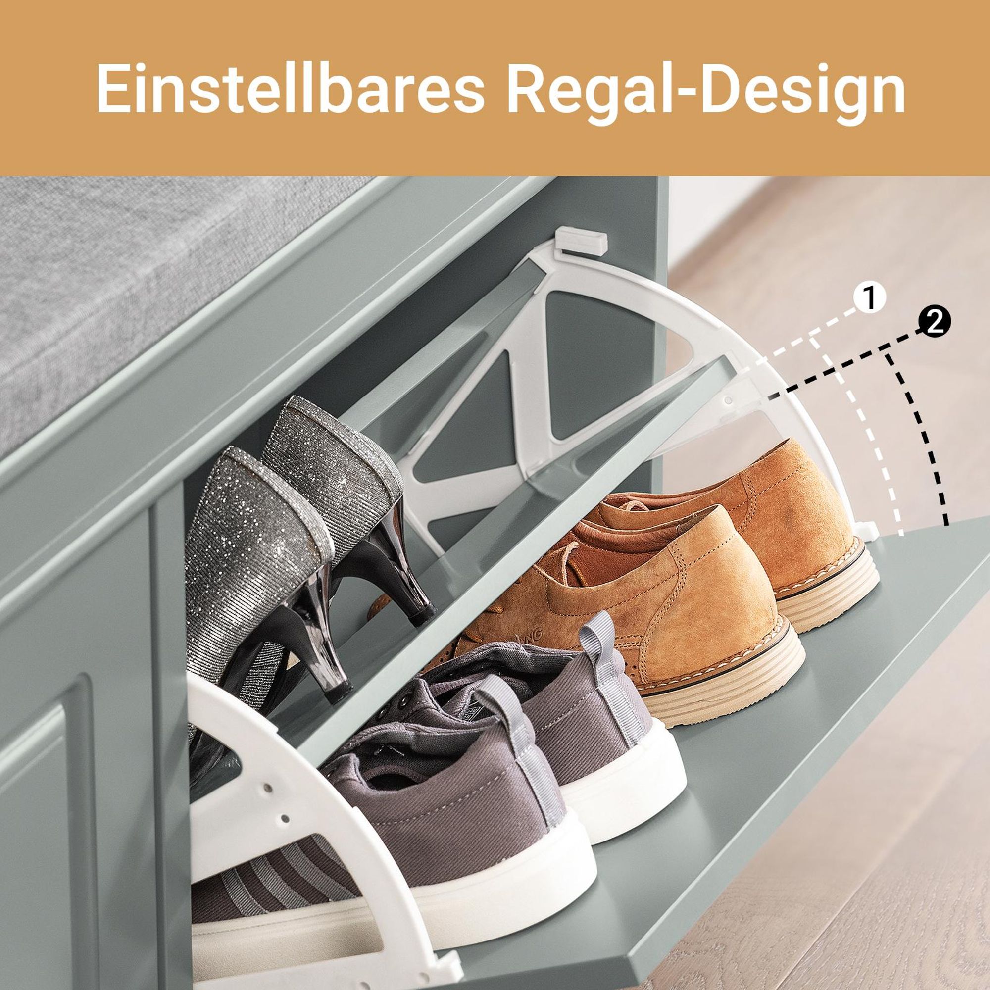 SoBuy Schuhbank mit Sitzfläche Sitzbank mit Stauraum und 2 Klappen, schmaler Schuhschrank Schuhregal platzsparend Schuhablage für Flur FSR64-HG