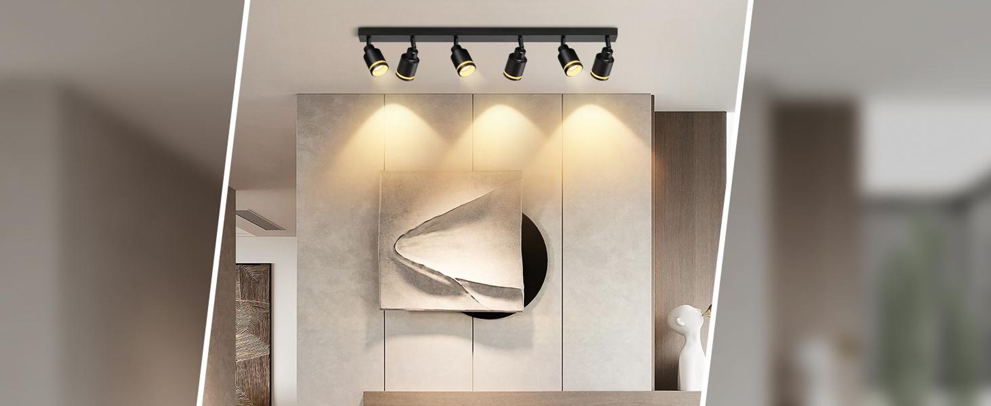 ZMH Faretti da soffitto a LED a 6 luci, faretti da soffitto neri GU10, orientabili, in metallo, per soggiorno e cucina, lampadine non incluse