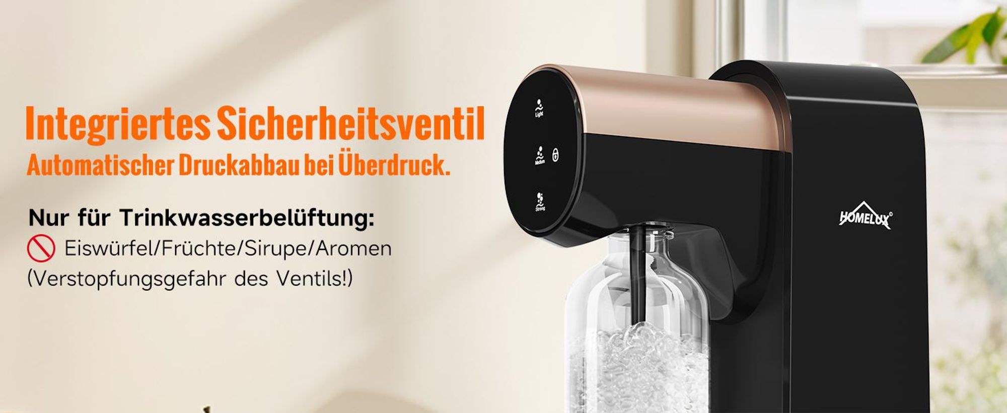 Wassersprudler, Elektrischer Sprudelwasser Maschine mit 1 PET-Flasche, Soda Maker, Wasser Sprudel GeräT, Water Carbonator, Touchscreen,3-stufig