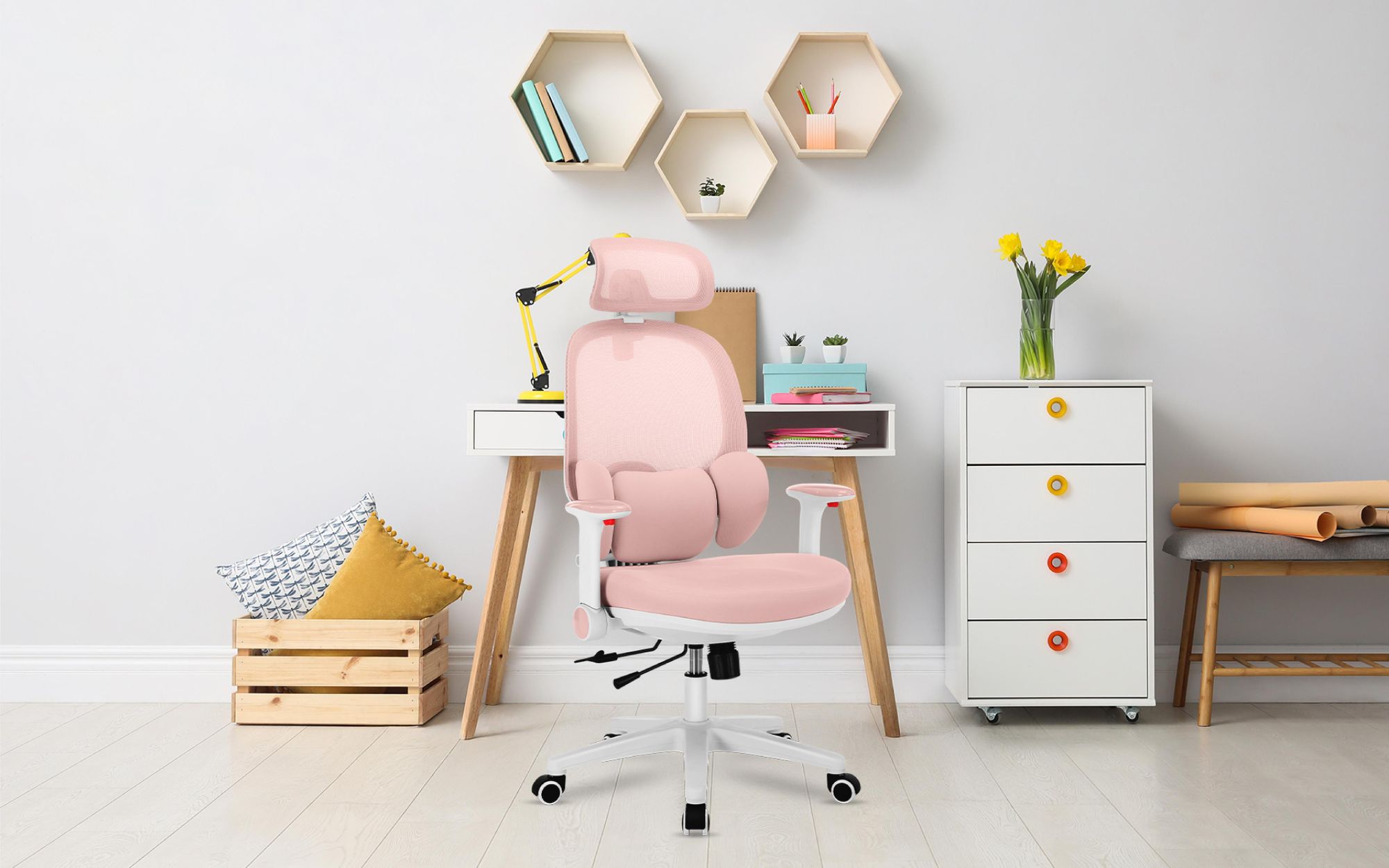 MARK ADLER Junior 6.3 Pink | Verstellbarer Drehstuhl für Kinder und Teenager | Höhenverstellbar