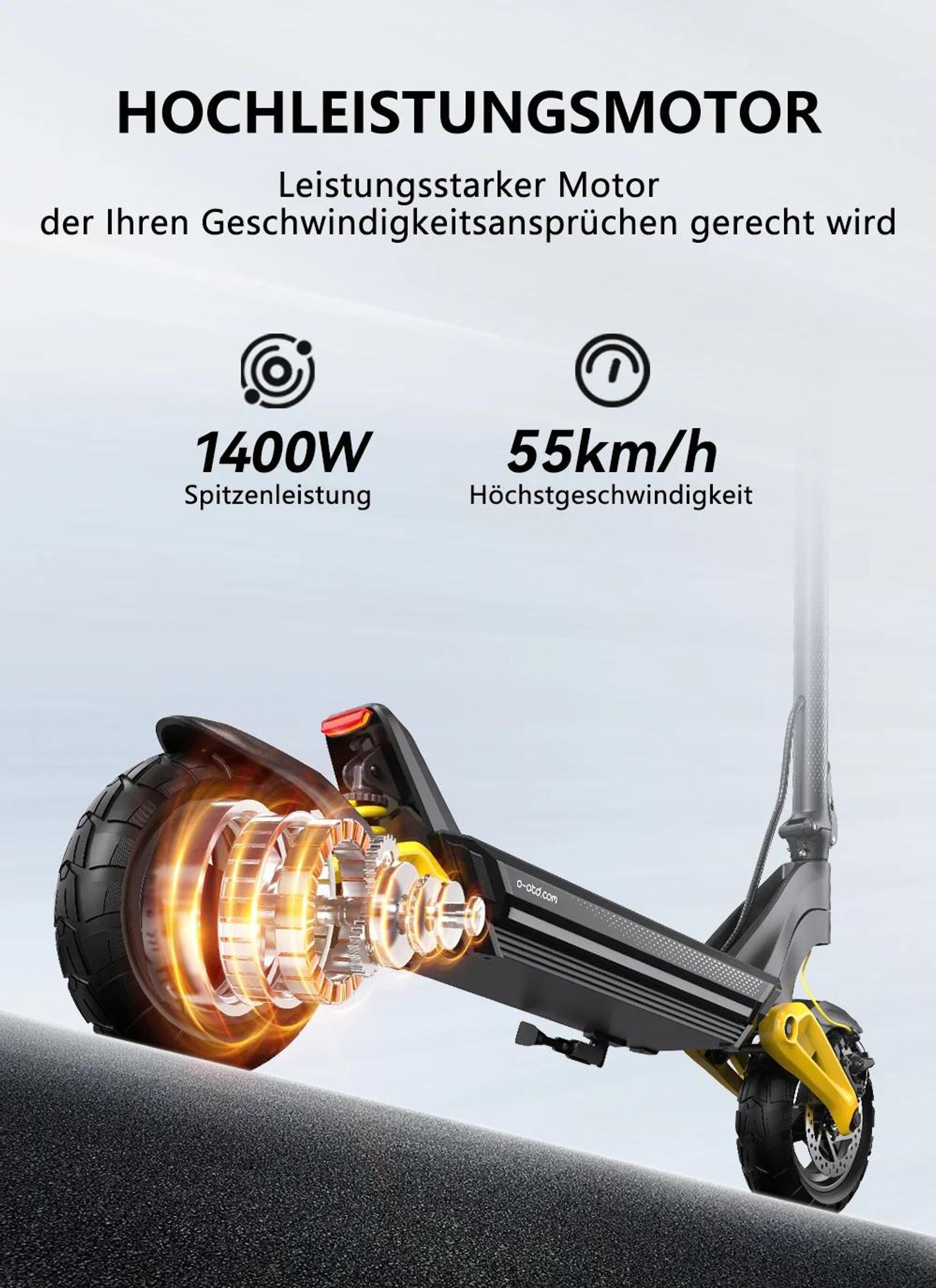 Elektroroller OOTD S10 - Motor 1400W Akku 48V20AH 10" Reifen Scheibenbremse - Schwarz