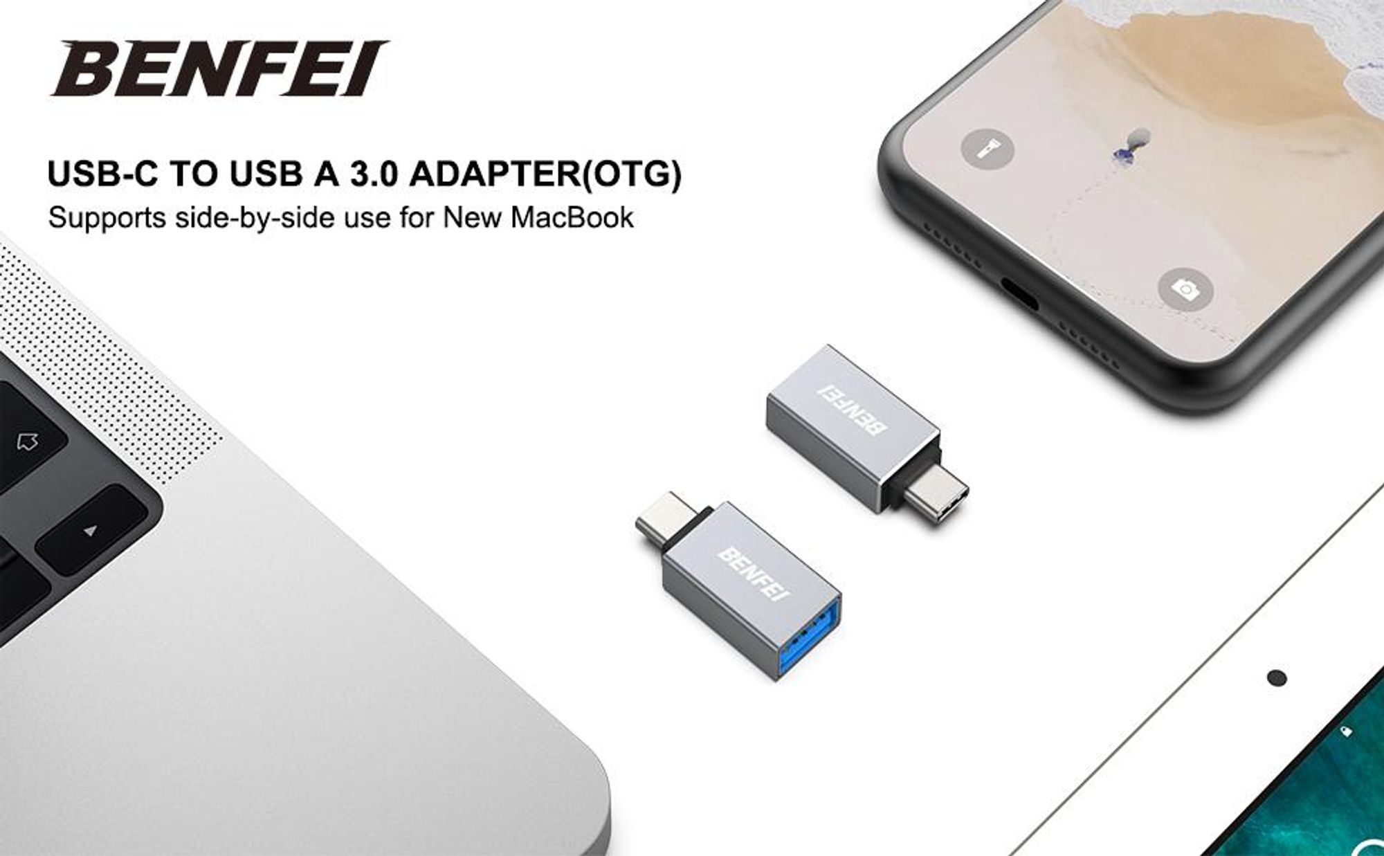 BENFEI Kabeladapter USB C auf USB 3.0 Adapter 3er Pack