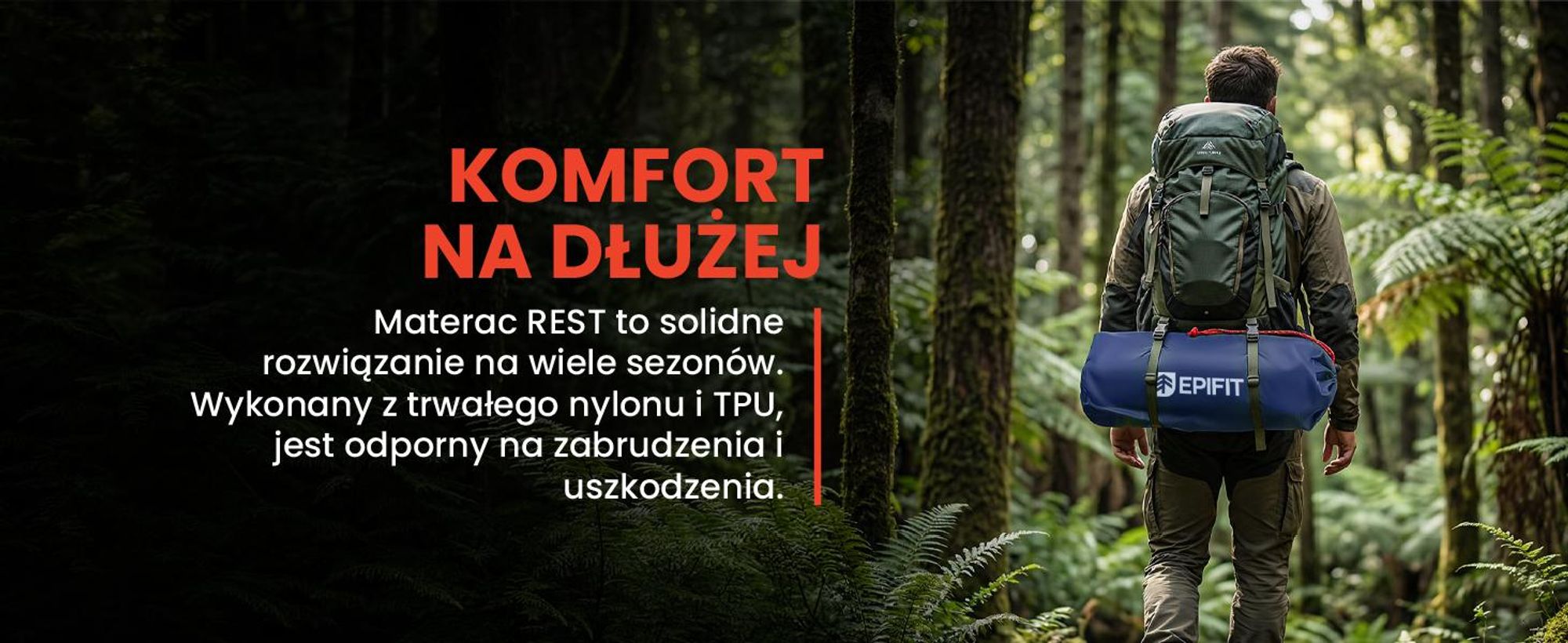 Granatowy materac samopompujący dwuosobowy bardza lekki