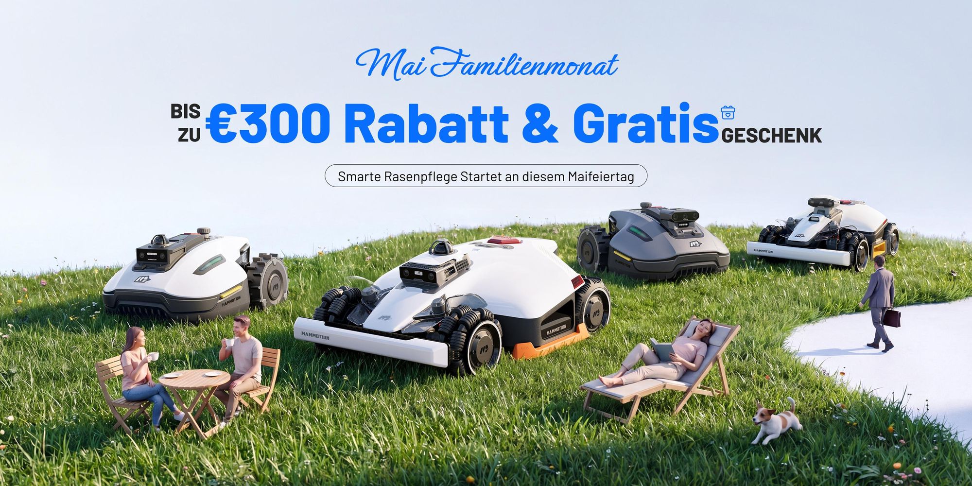 Mähroboter Mammotion LUBA 3 AWD 5000 mit Garage, Waschständer, bis 5000 m², Allradantrieb, 80% Steigung, Auto-Kartierung, 4G-Modul, APP