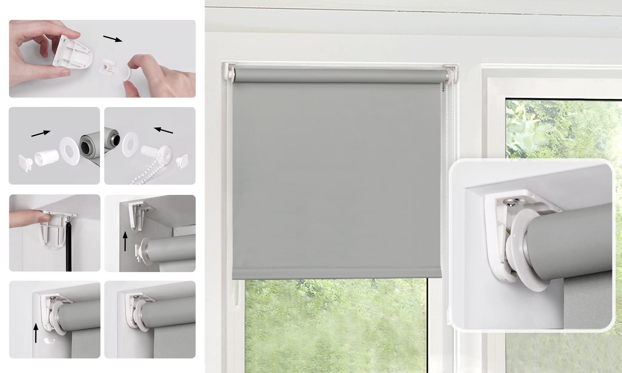 Verdunkelungsrollo Fenster ohne Bohren Klemmfix 80x150cm dunkelblau VICTORIA M