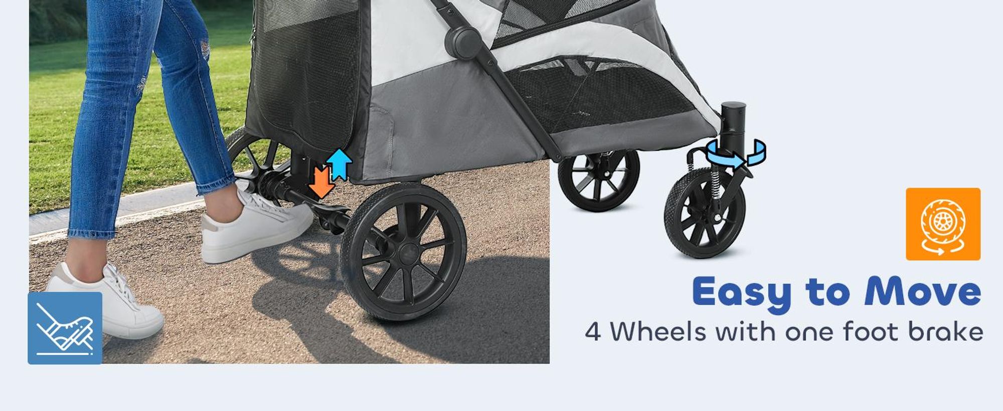 Wózek dla psa PawHut składany dla dużych psów i kotów do 30 kg Wózek dla kota z poduszką, siateczką, oknami i drzwiami, torbą do przechowywania Wózek dla kota w kolorze ciemnoszarym