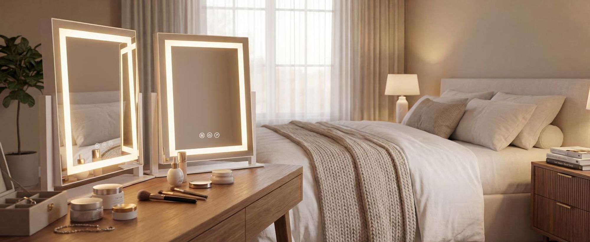 ZMH LED Schminkspiegel mit Beleuchtung Spiegel 25×30CM 3 Modi Vanity Mirror Klein Kosmetikspiegel Licht Tischspiegel Schminktischspiegel Touch Dimmbar
