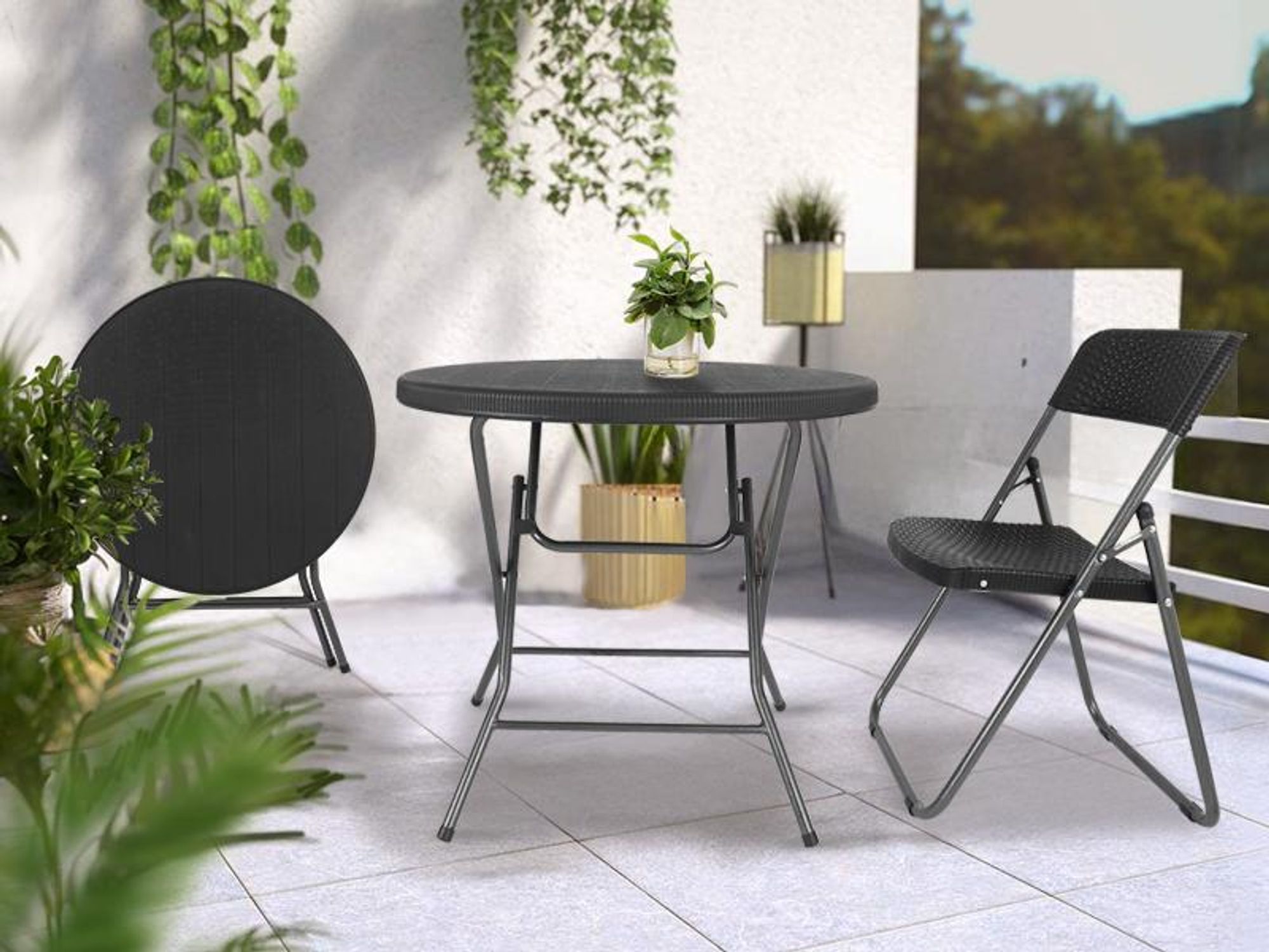 Klapptisch Rund Campingtisch Garten Balkontisch Klappbar Tisch Ø 81cm x 73cm H