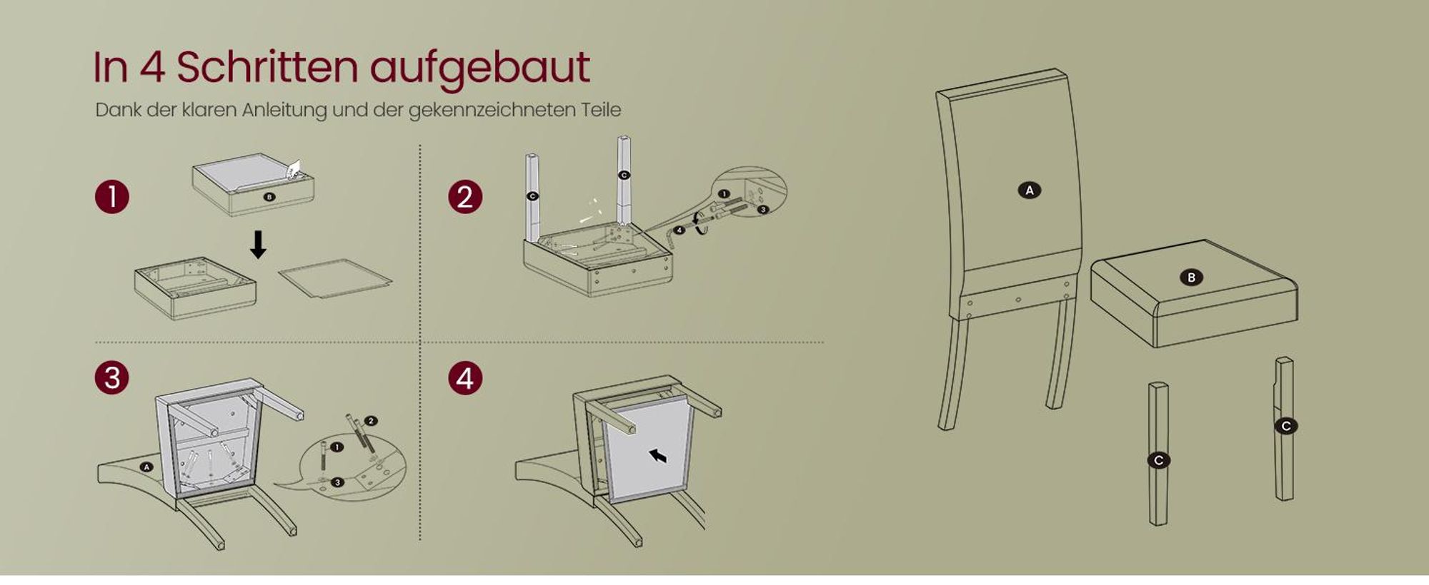 VASAGLE Esszimmerstuhl 6er Set, Küchenstuhl, Parsons-Stuhl, hohe Rückenlehne, für Esszimmer und Küche, dickes Sitzkissen, 58 x 48 x 99 cm, taubengrau