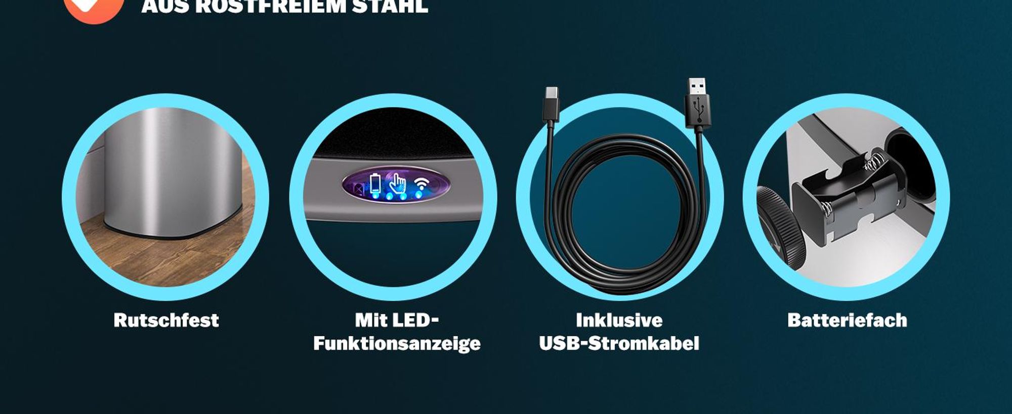 MONZANA Sensor Mülleimer Küche Silber