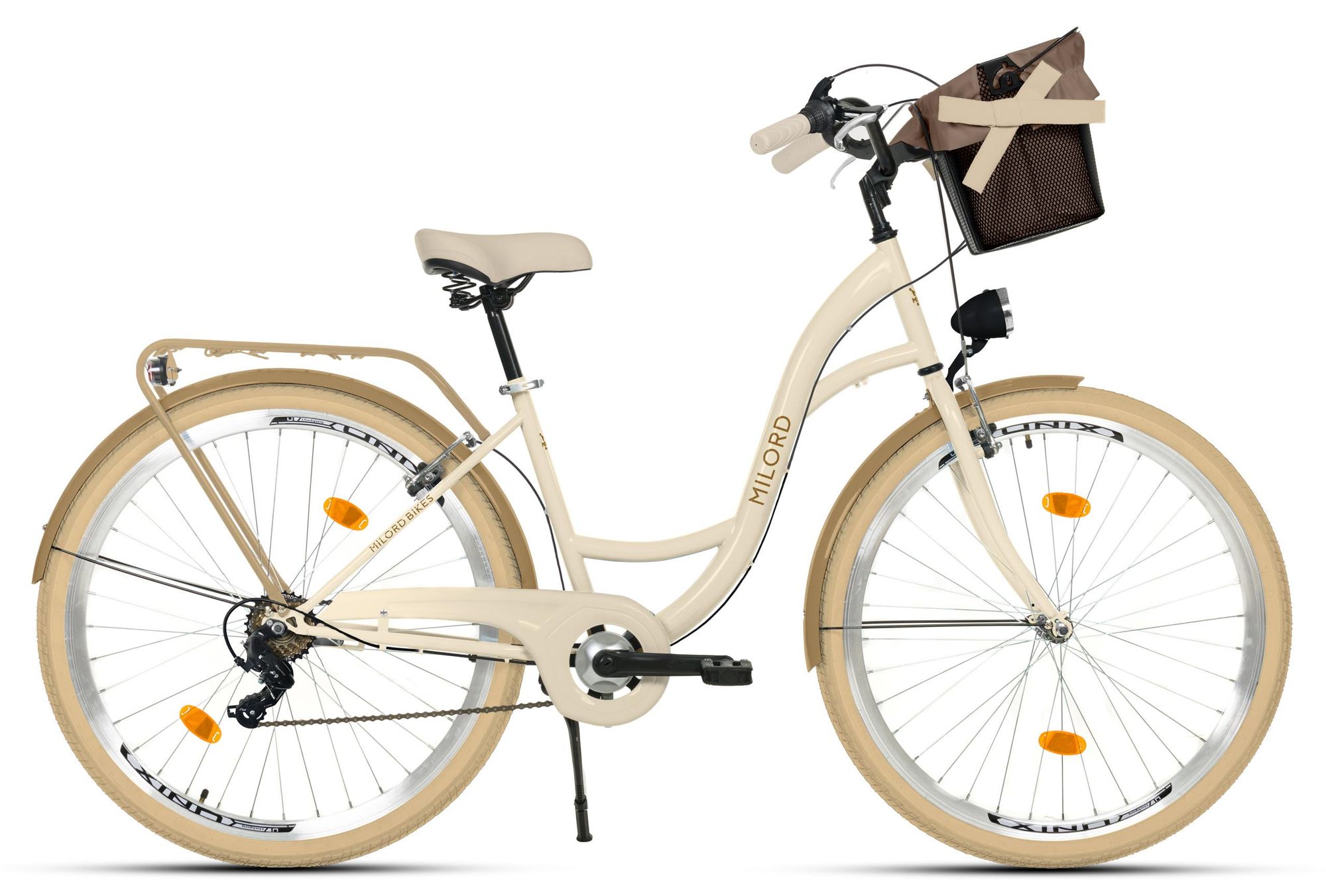 Milord Komfort Fahrrad Mit Korb Damenfahrrad Hollandrad, 28 Zoll, Braun, 7-Gang