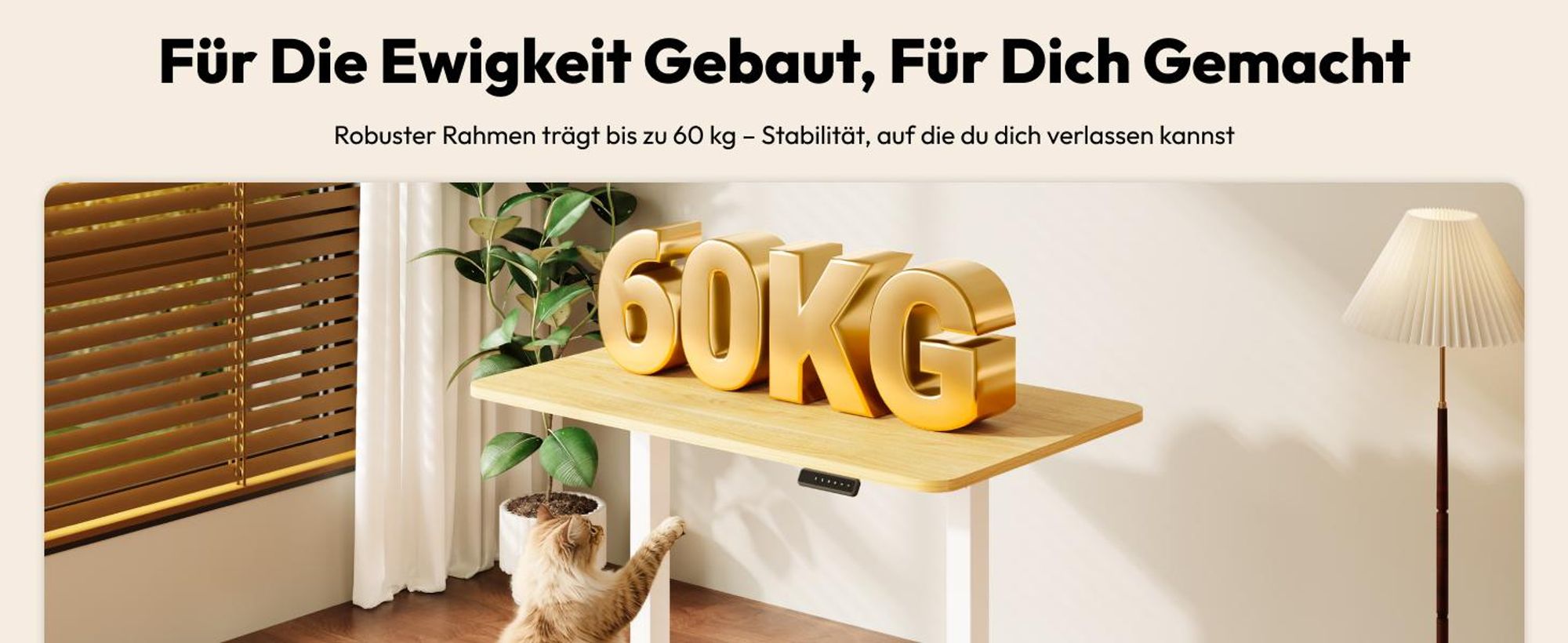 SANODESK QS1 Höhenverstellbarer Schreibtisch Elektrisch EINTEILIGE TISCHPLATTE, 4 Speicherplätzen, Haken & Kabelmanagement, 120x60cm (Ahorn)