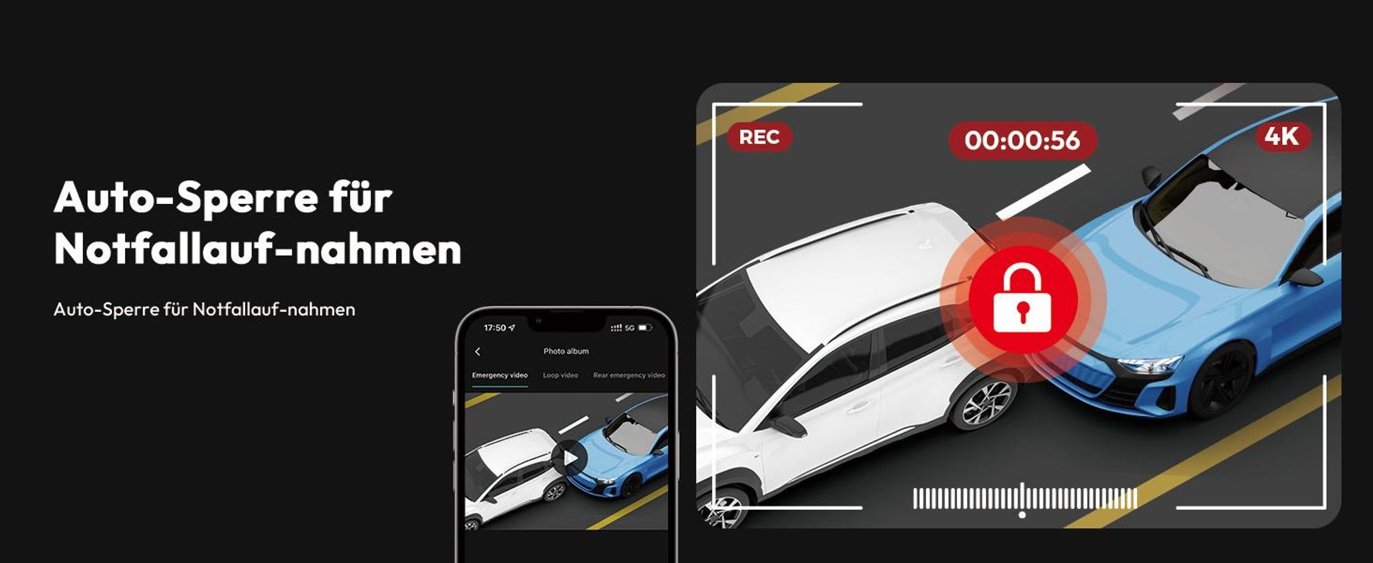 BOTSLAB Dashcam Auto Vorne Hinten, 4K Dashcamera Auto Dashkamera GPS WiFi, Dual Autokamera 64GB SD Karte, ADAS, Nachtsicht, 170°Weitwinkel, WDR, 2,45"