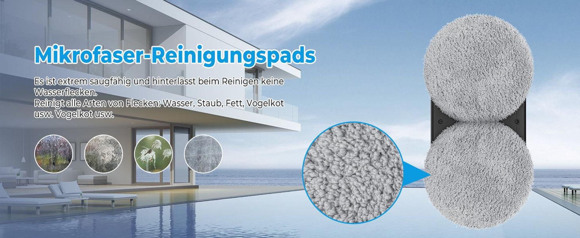 Fensterputzroboter, Fenstersauger, Fensterputzer, Fensterreiniger Elektrisch, 5600Pa Saugleistung, 3 Reinigungsmodi, Intelligente Pfadplanung