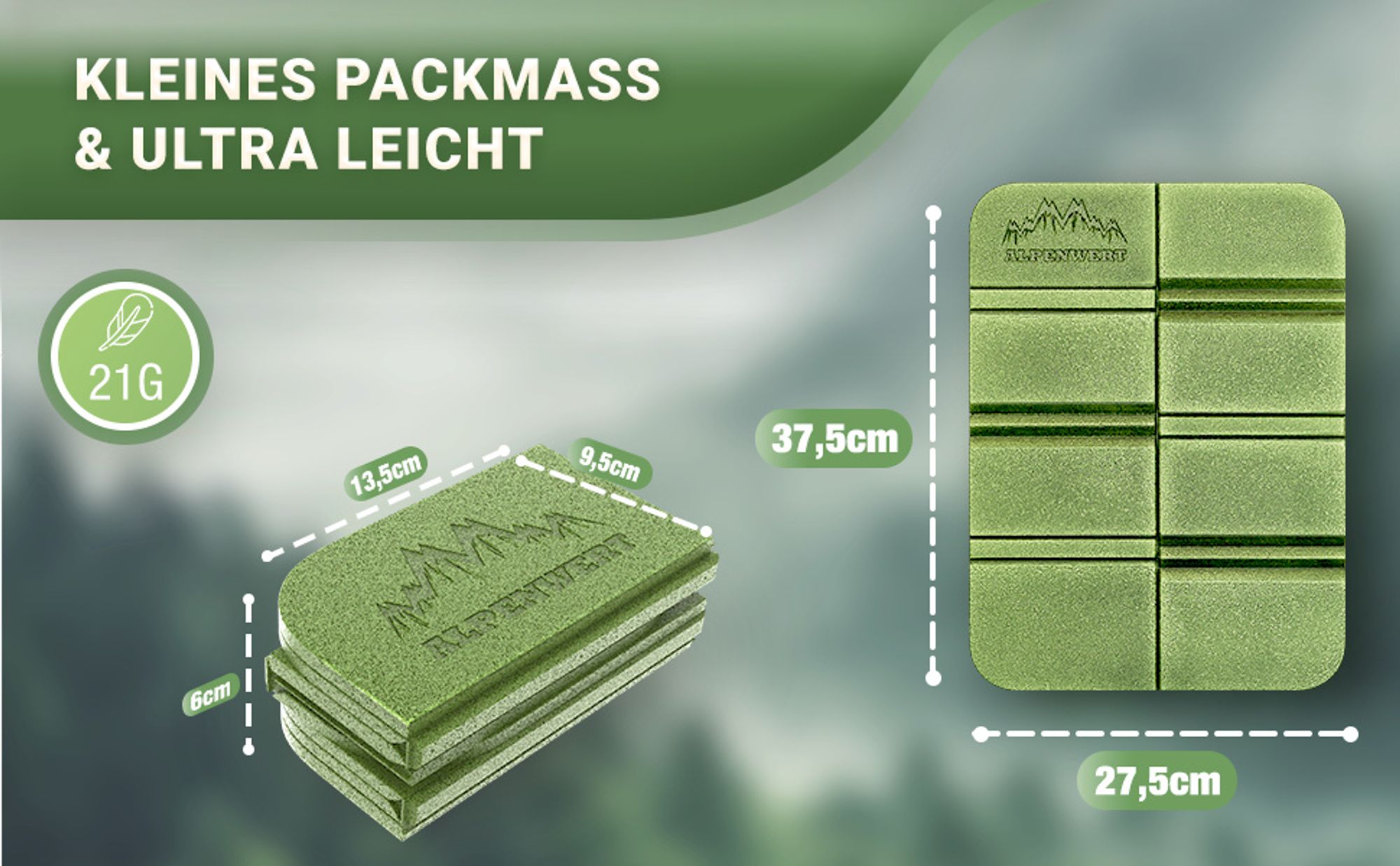 Das Bild zeigt ein faltbares sitzkissen für unterwegs