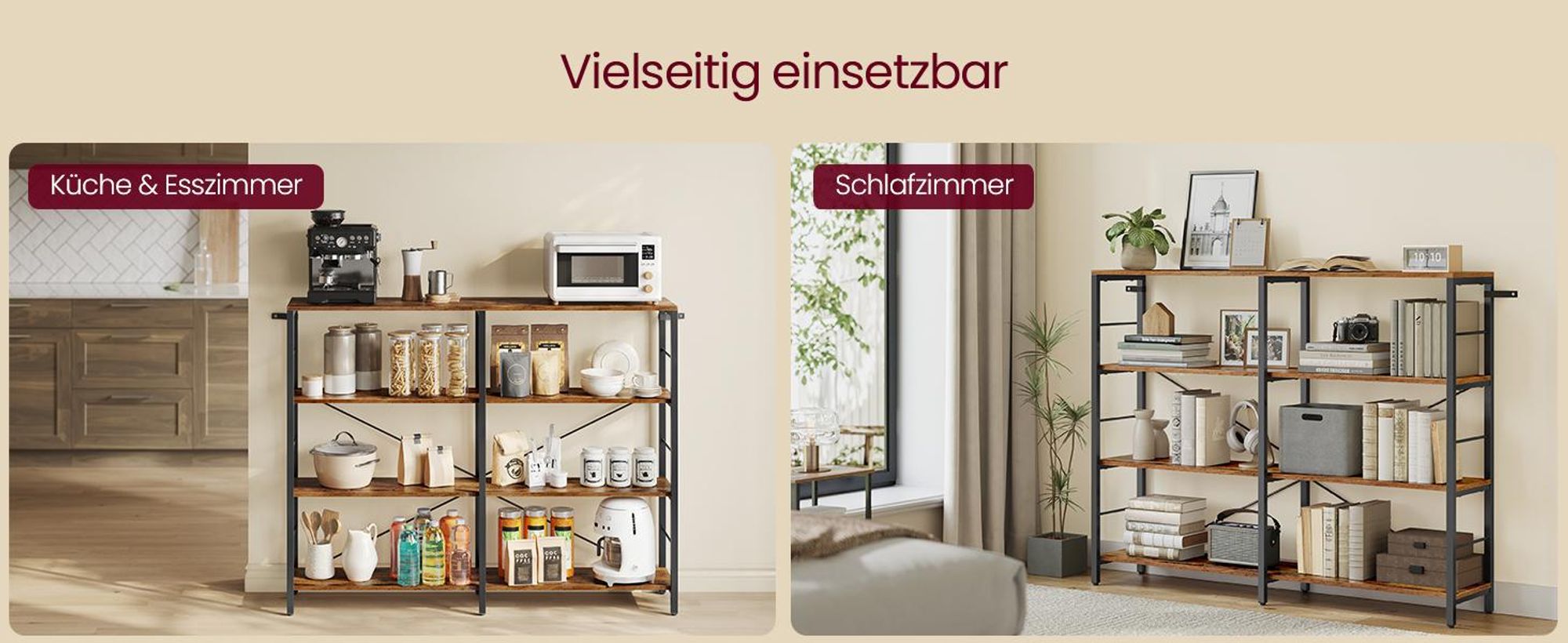 VASAGLE Bücherregal, Standregal mit 4 Ebenen, 30 x 120 x 109,4 cm, Industrie-Design, für Wohnzimmer, Arbeitszimmer, Balkon