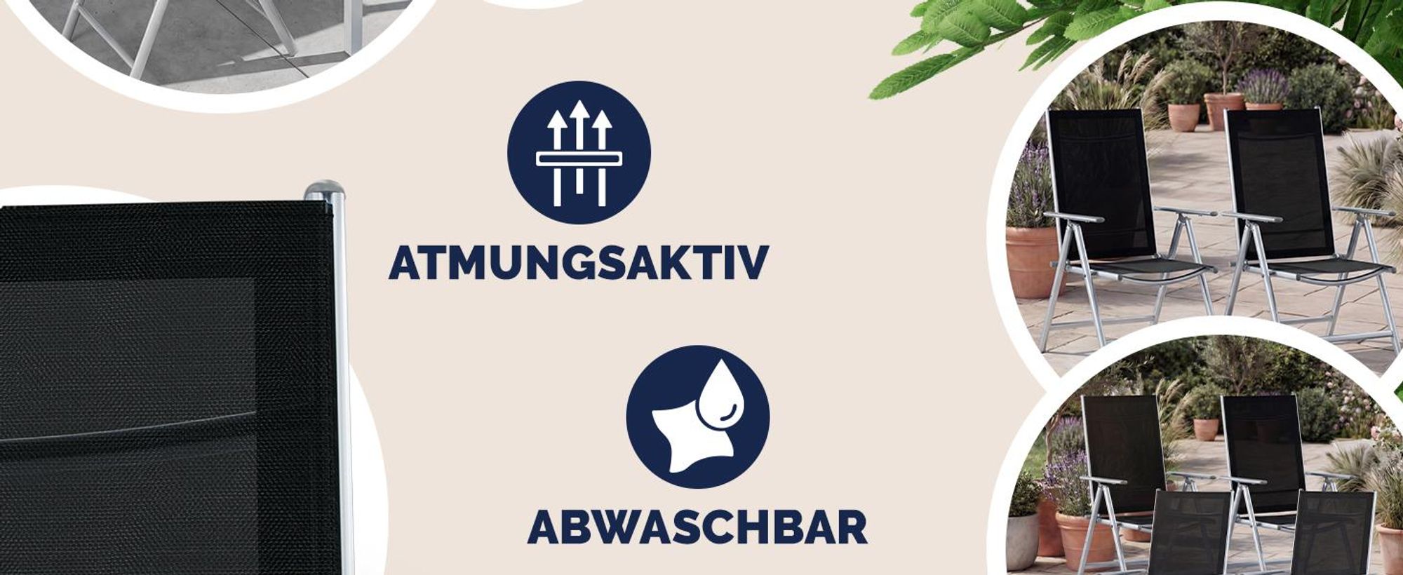 CASARIA® Gartenstühle 2er Set Hochlehner Anthrazit