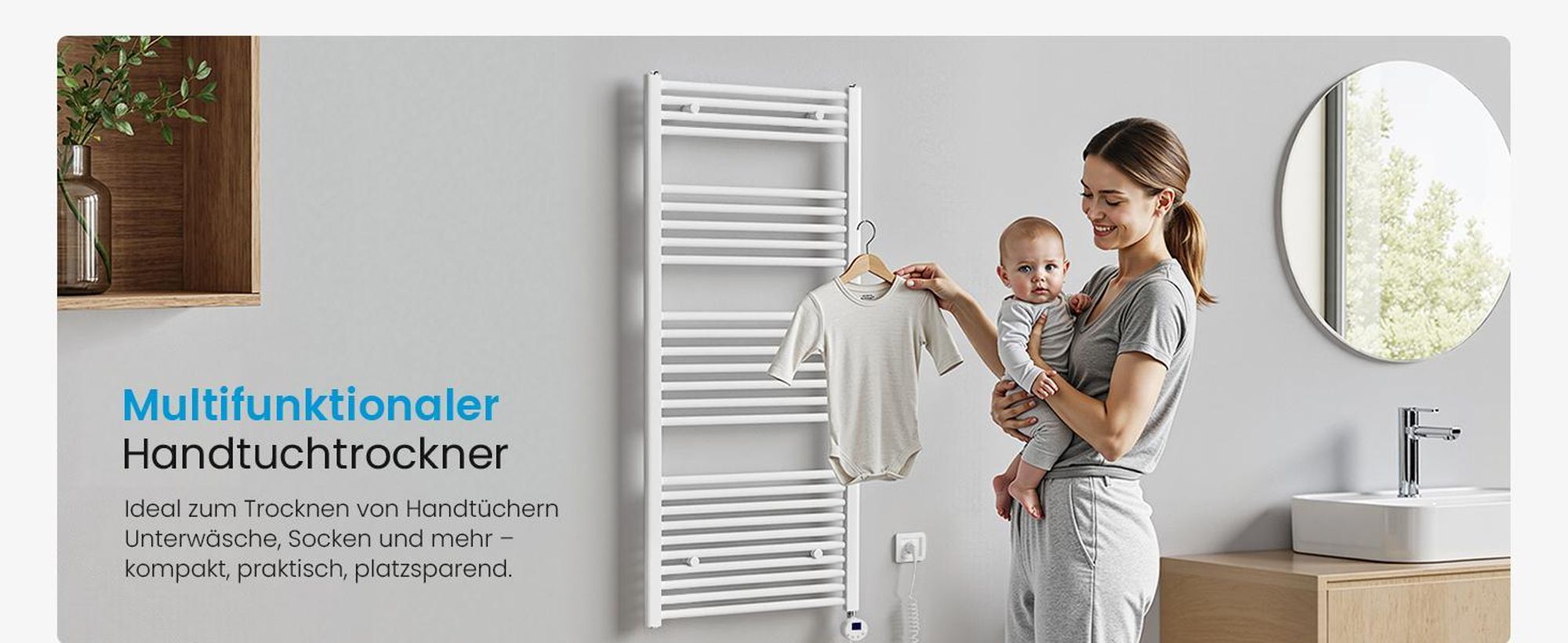 Heilmetz Heizkörper Elektrisch 140 x 60 cm Weiß Gerade Rundrohre Badheizkörper Elektrisches Handtuchtrockner Ohne heizstab