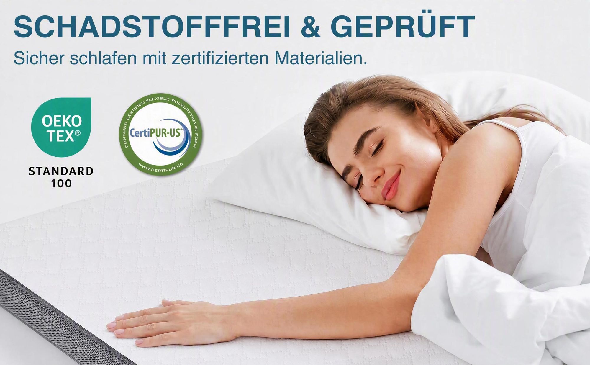 CHITA Topper 160x200 cm, 7 cm hoch, Gel-Partikel-Schaum, hohe Elastizität, wendbar H2/H3, atmungsaktiv, rutschfest,