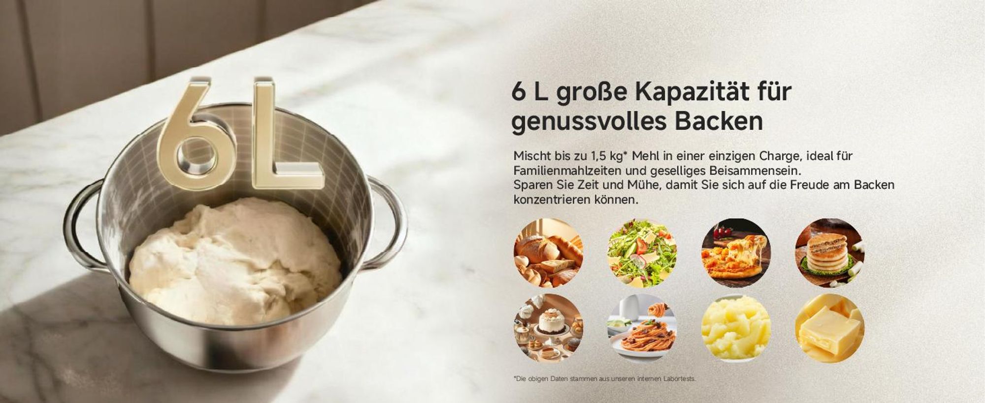 Dreame MX60 Standmixer mit patentiertem Doppelteighaken,leisem 800W,Intelligent Digitalanzeige,12 Geschwindigkeitsstufen,6-Liter Rührschüssel,creme