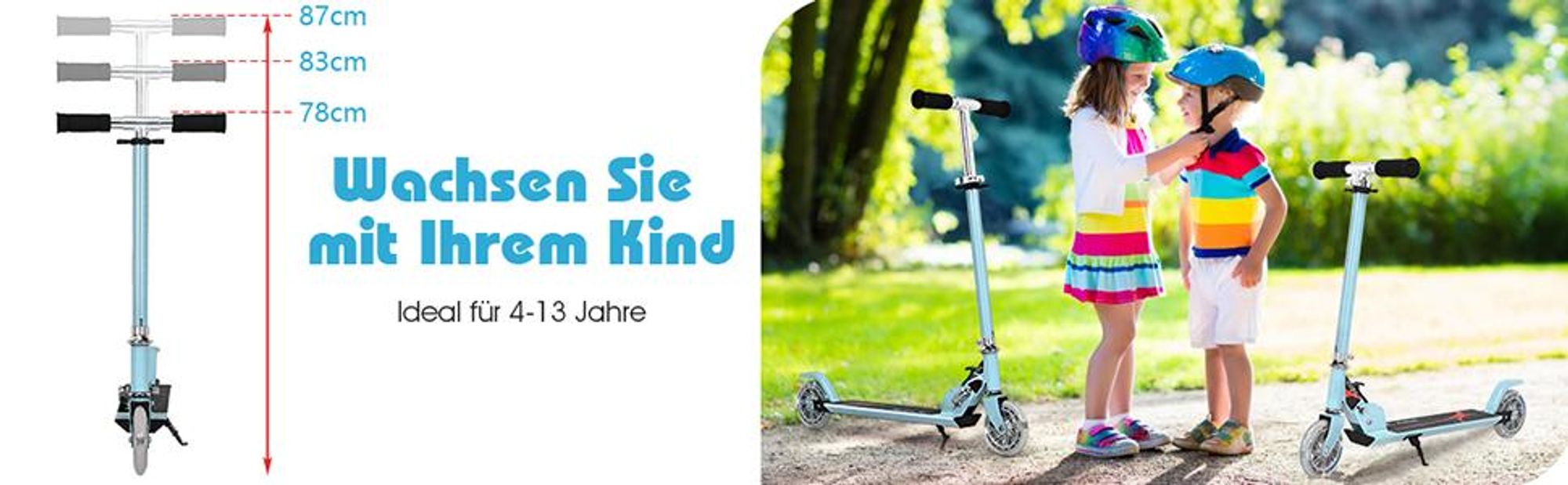COSTWAY Kinder Roller mit LED Rädern, Cityroller höhenverstellbar, Kinder Scooter für Kinder ab 4+, Kinder Kickscooter, Tretroller für Junge & Mädchen