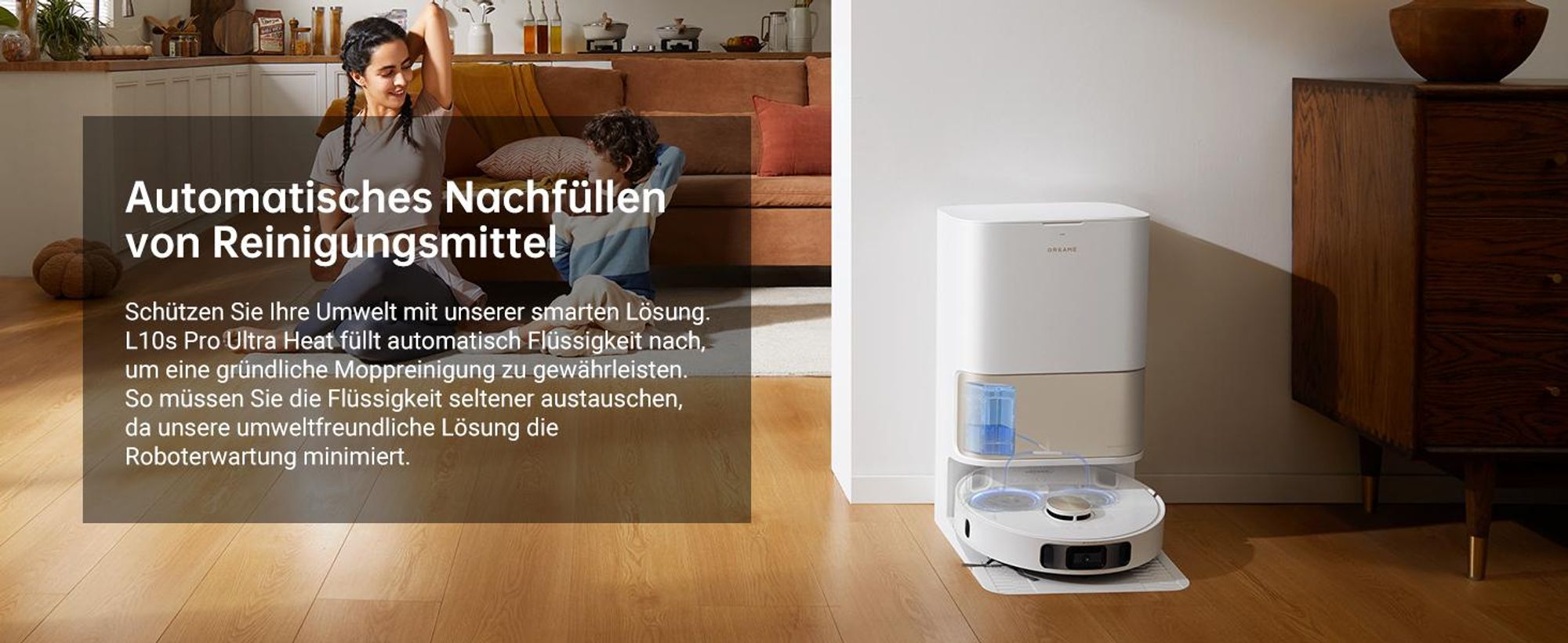 Dreame L10s Pro Ultra Heat Roboter Saugroboter mit Wischfunktion,Automatische Moppreinigung,heißem Wasser,7000Pa,Doppelte Mopp- und Bodenreinigung