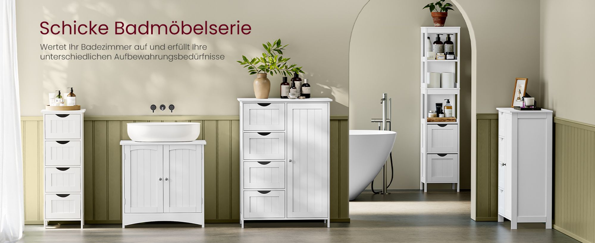 VASAGLE Badezimmerschrank, schmaler Badschrank, Beistellschrank, Kommode, mit 4 Schubladen, Schranktür, verstellbare Ablage