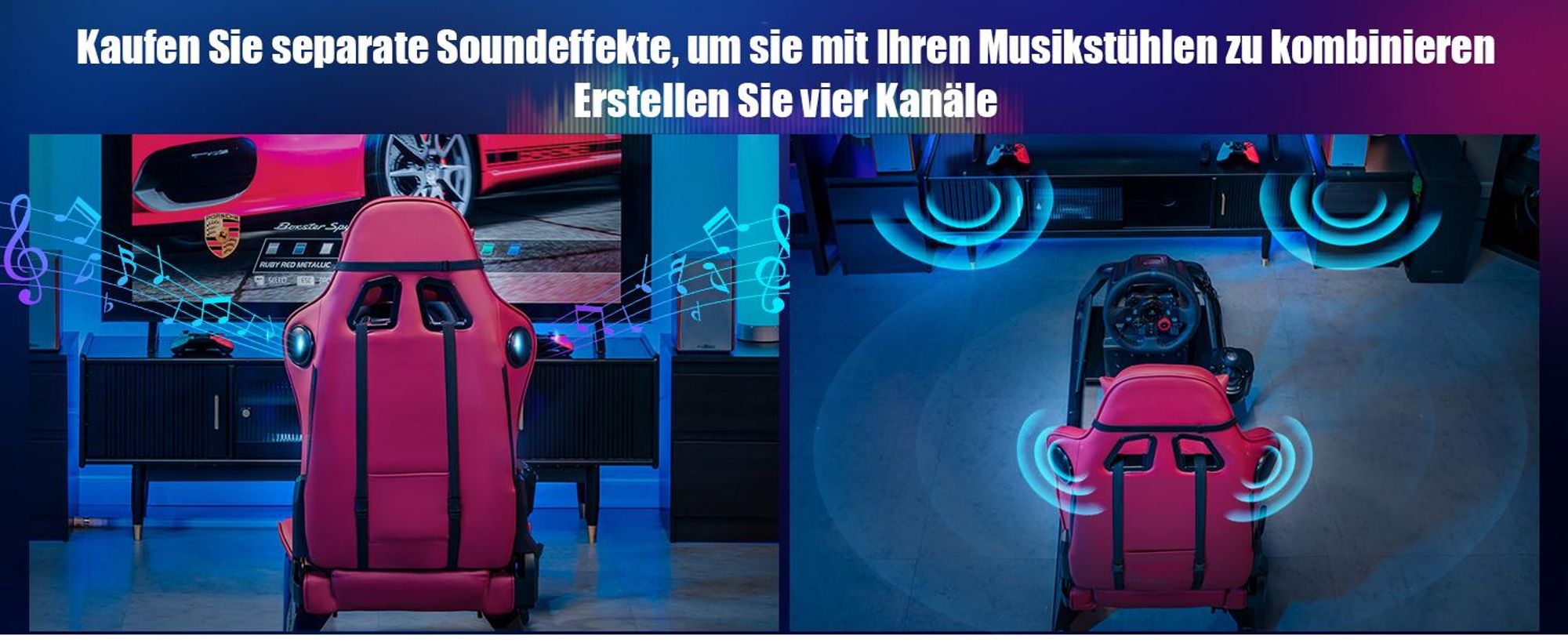 GTPLAYER Simulator Cockpit, SIM racing Cockpit, rennsimulator lenkradständer Gamingstuhl racing wheel stand mit Bluetooth-Lautsprecher und Pedalablage