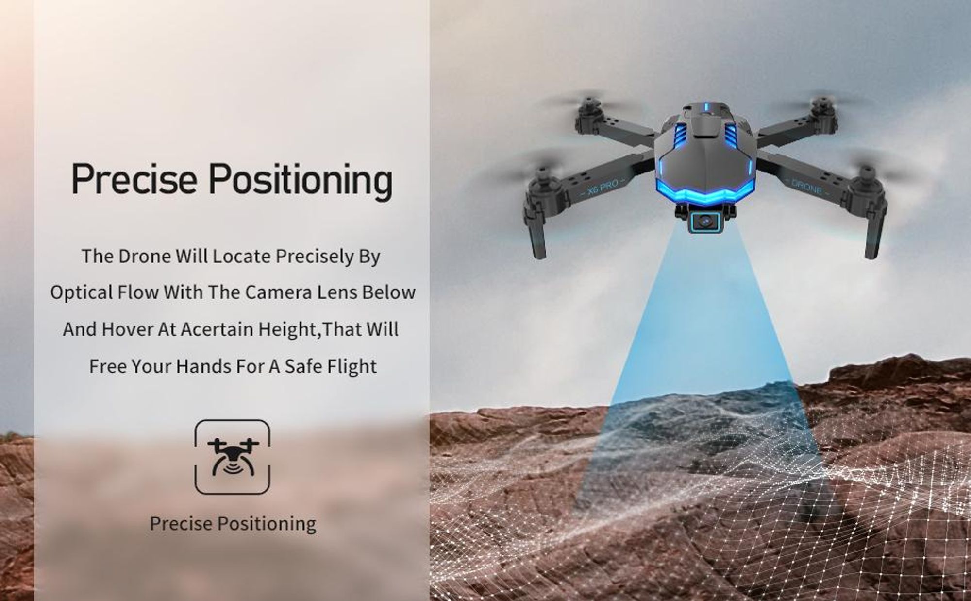 Drohnen mit Kamera, 1080P HD WiFi FPV Drohne, Quadrocopter, bürstenlosem Motor, mit 2 Akku, Lange Flugzeit, Ein Tasten Start, Höhenhaltung